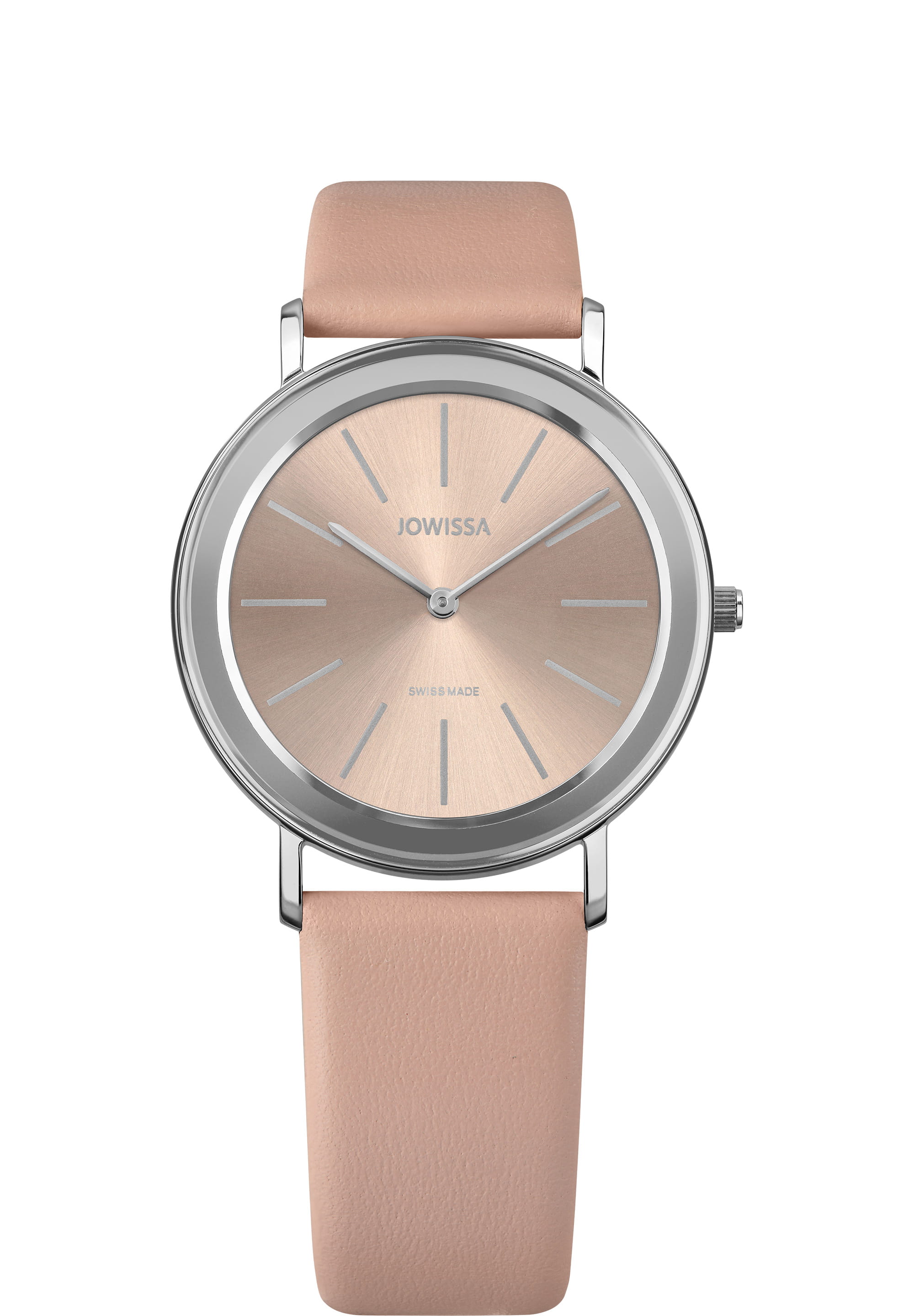 Alto Swiss Ladies Watch J4.388.L featuring a stainless steel case, sunray dial, and genuine leather strap, perfect for elegant women.