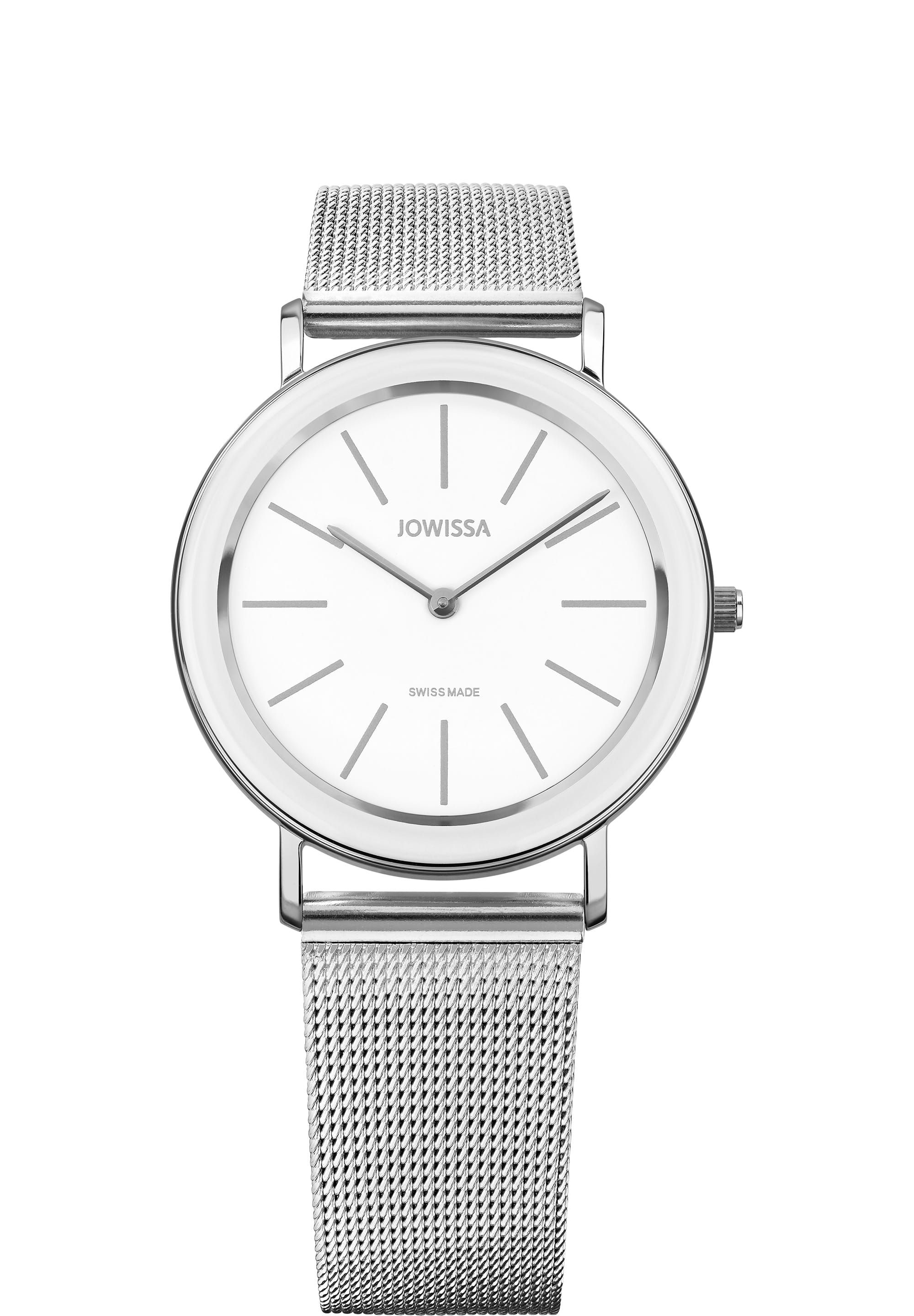 Alto Swiss Ladies Watch J4.395.L featuring a silver mesh bracelet and white enamelled dial, showcasing elegance and precision.