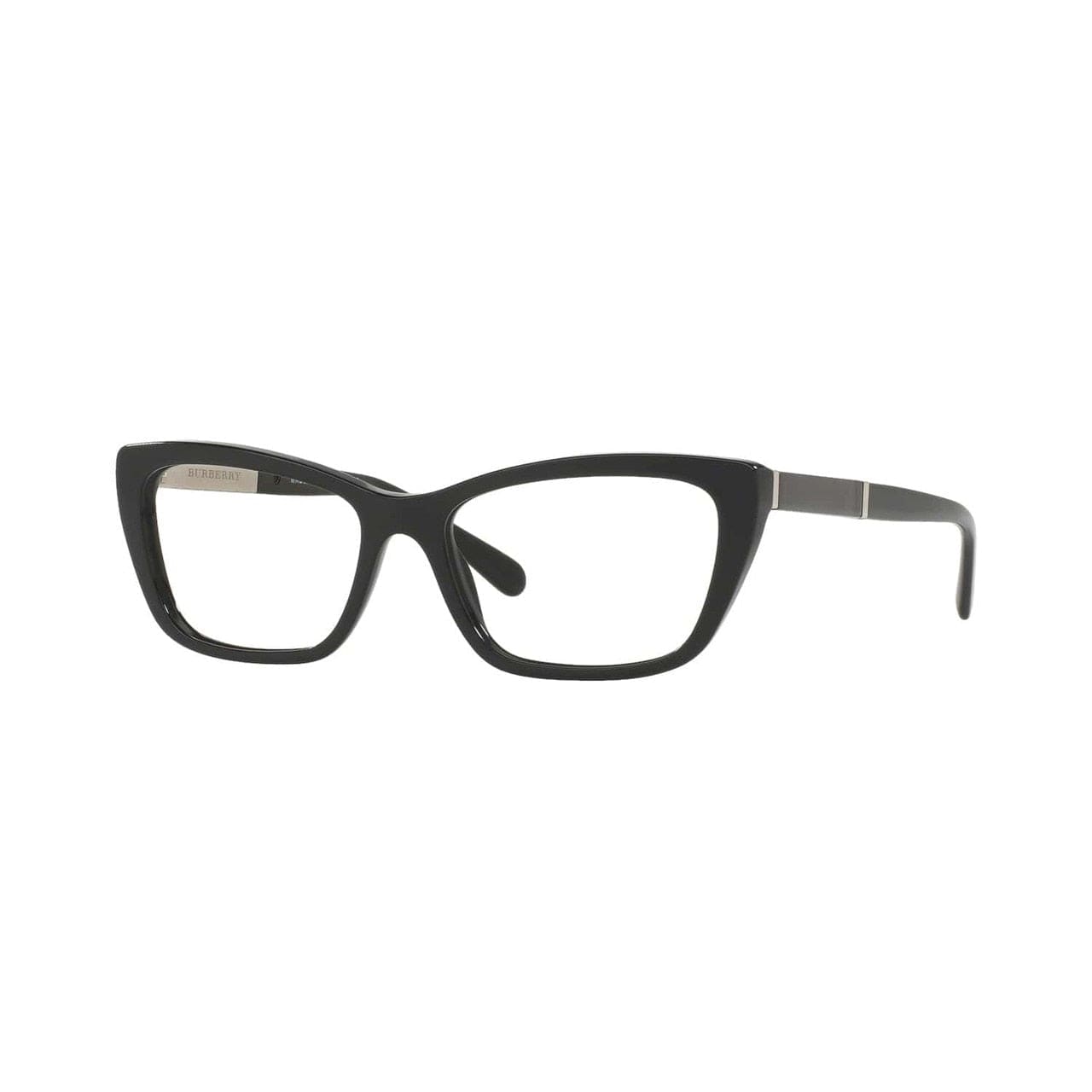 Burberry BE2236-3001 Black Cat-Eye Women's Plastic Eyeglasses with a stylish design and black frame.