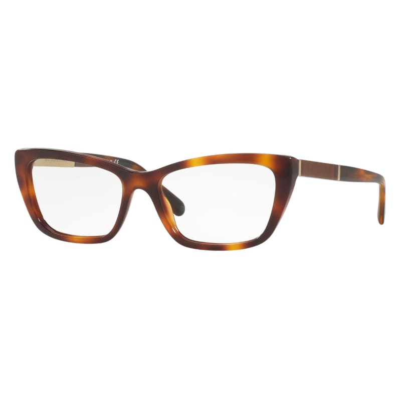 Burberry BE2236-3316 Women Light Havana Cat Eye Acetate Frame Eyeglasses with 54mm lens, showcasing stylish design and quality craftsmanship.