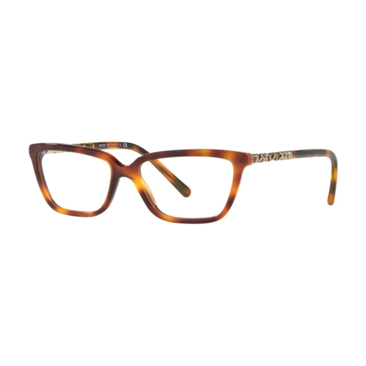 Burberry BE2246-3316 Light Havana Rectangular Women's Plastic Eyeglasses displayed with a stylish case.
