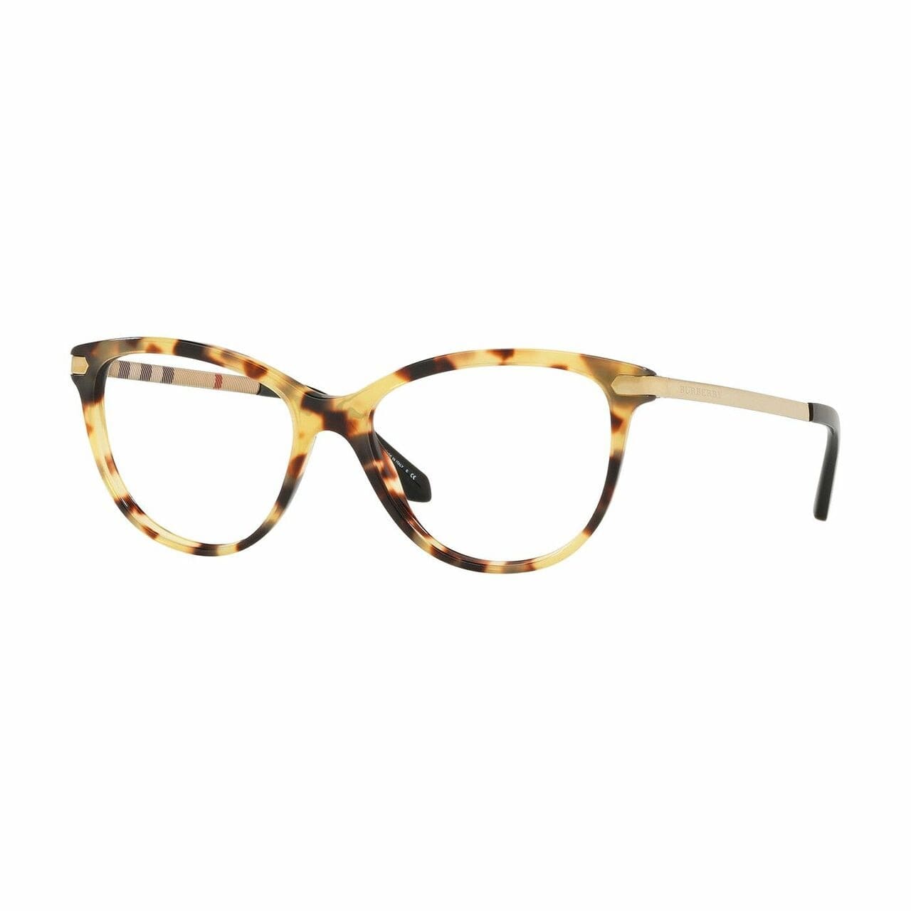 Burberry BE2280-3278 Light Havana Cat Eye Women's Plastic Eyeglasses showcasing elegant design and stylish frame.