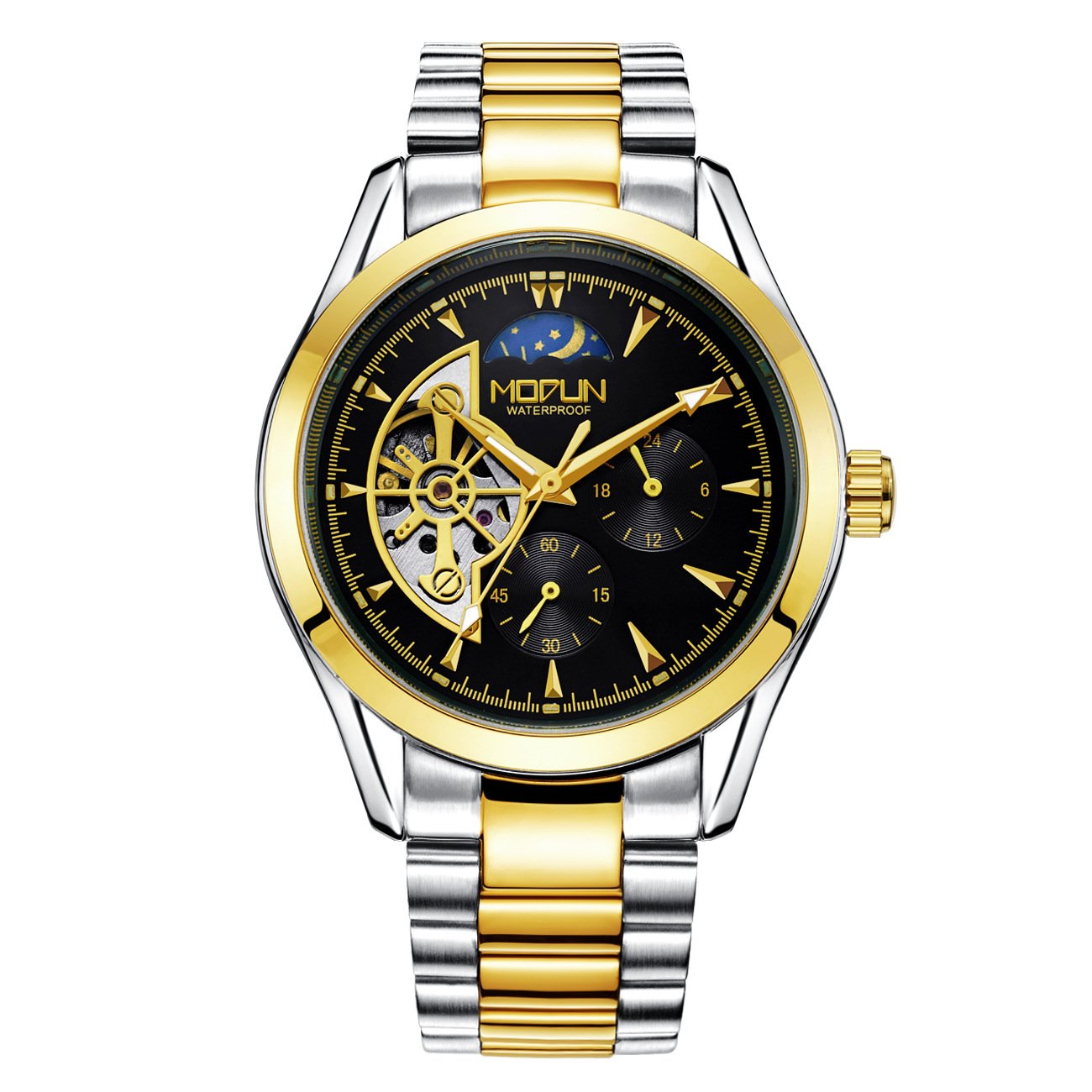 Business Casual Automatic Mechanical Watch with stainless steel case and luminous hands, showcasing a sophisticated design.