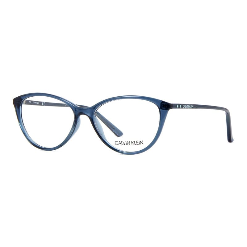 Calvin Klein CK-18543-430 teal cat eye eyeglasses with acetate frame and 53mm lens, stylish and elegant for women.