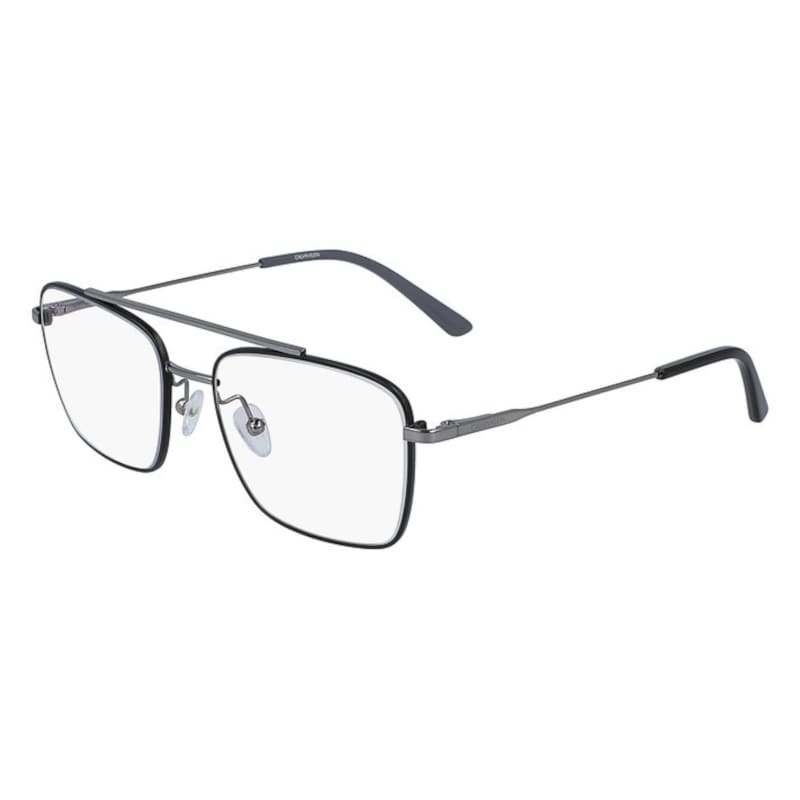 Calvin Klein CK-19104-001 Men Satin Black Metal Pilot Frame Eyeglasses with 53mm Lens, showcasing a sleek design and quality craftsmanship.