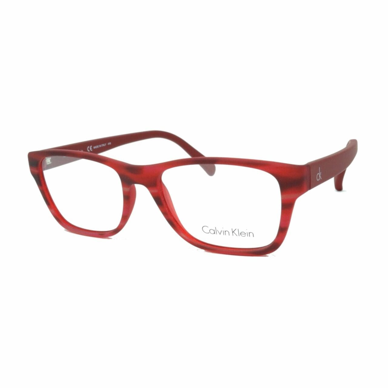 Calvin Klein CK-5957-615 Red Rectangular Unisex Plastic Eyeglasses with demo lens, showcasing a stylish design.