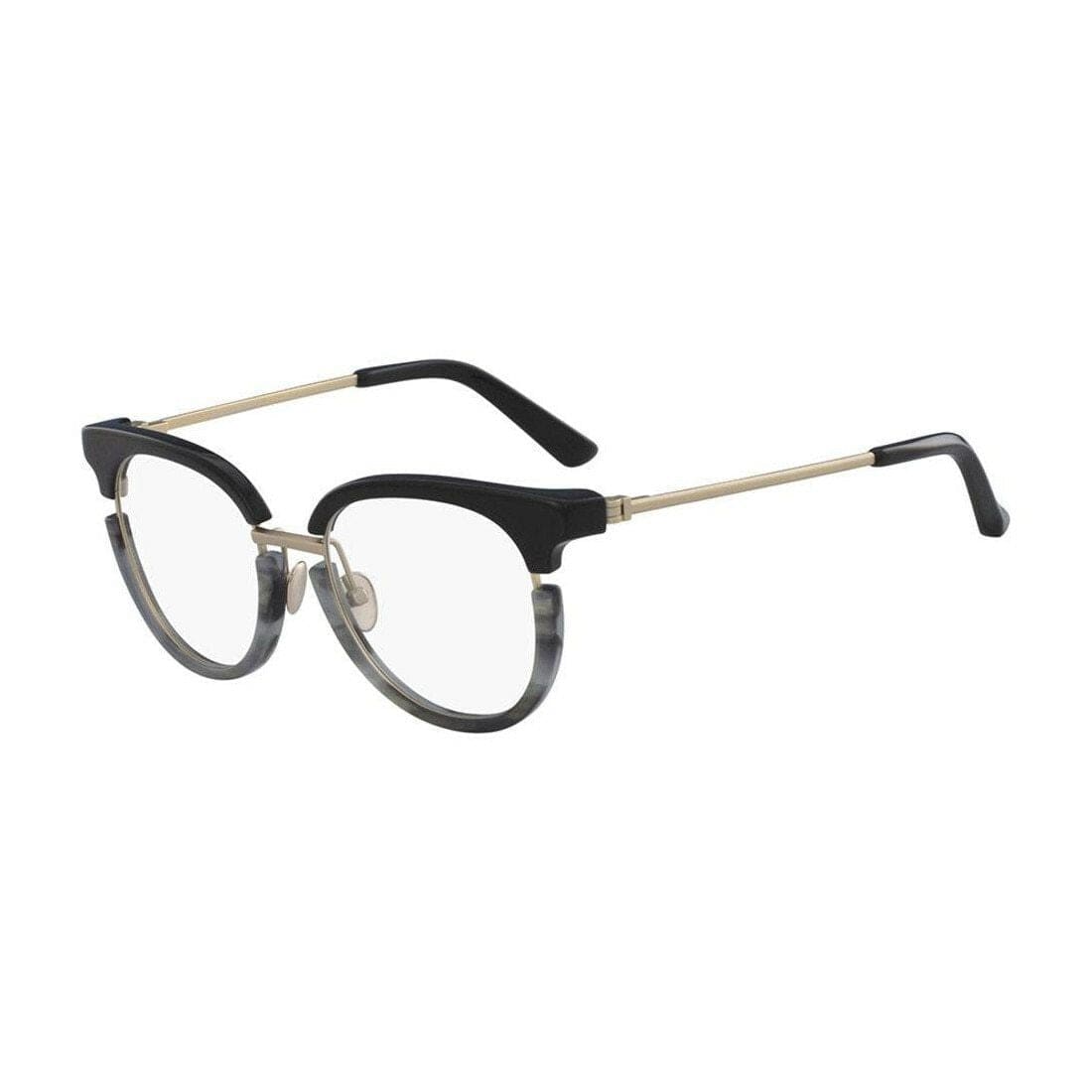 Calvin Klein CK-8061-076 Black Grey Horn Women's Cat Eye Eyeglasses showcasing a stylish cat eye design with a modern black grey horn finish.