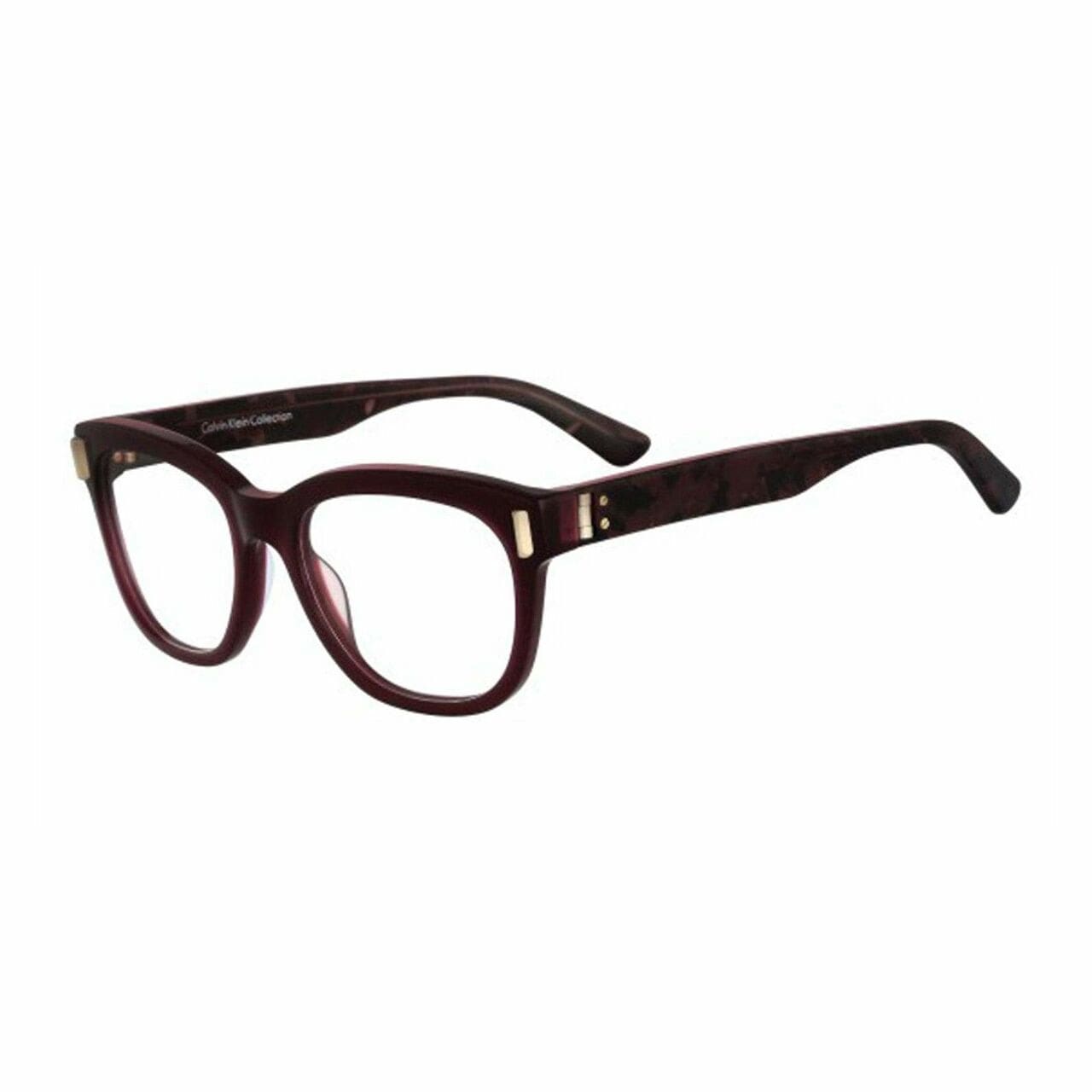 Calvin Klein CK-8531-603 Bordeaux Square Women's Plastic Eyeglasses showcasing elegant full-rim design and bordeaux color.