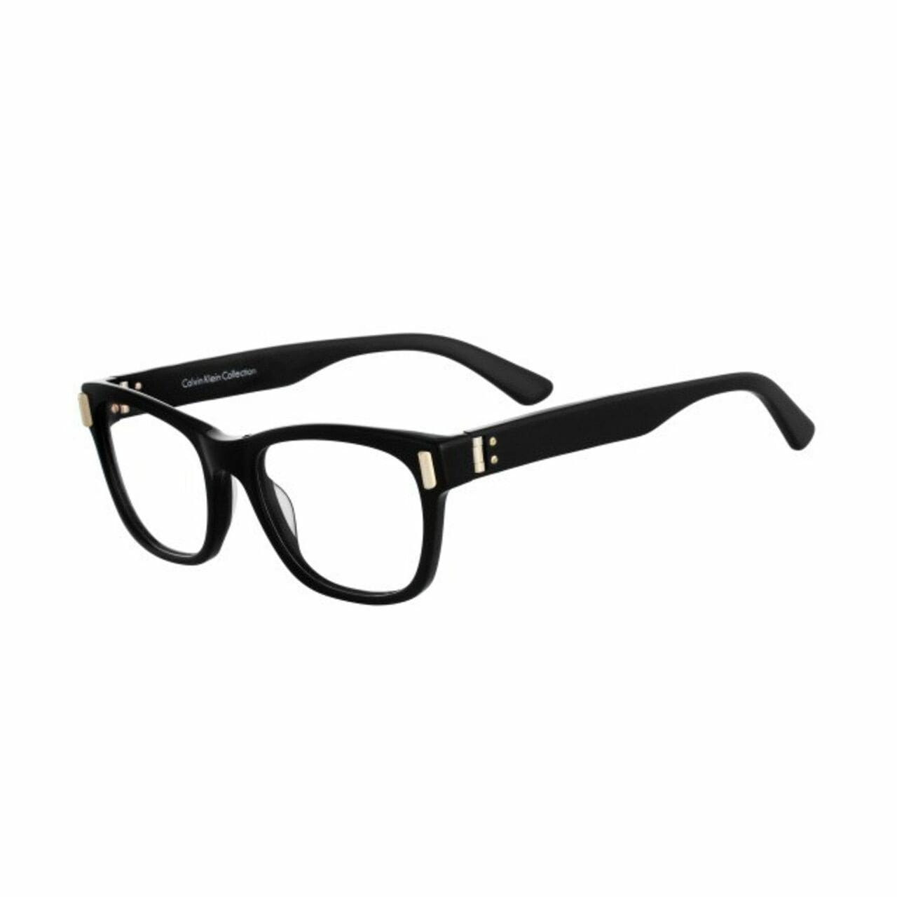Calvin Klein CK-8532-001 shiny black square unisex plastic eyeglasses with demo lens, showcasing a modern and stylish design.