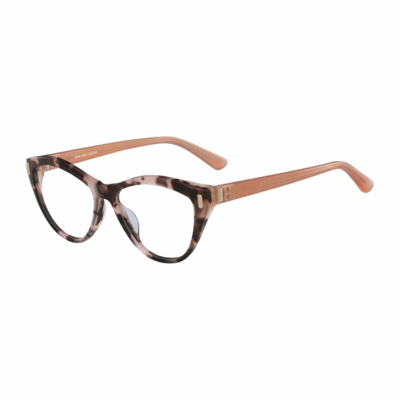 Calvin Klein CK-8563-602 Blush Tortoise Cat Eye Women's Plastic Eyeglasses showcasing a stylish cat eye shape and blush tortoise color.