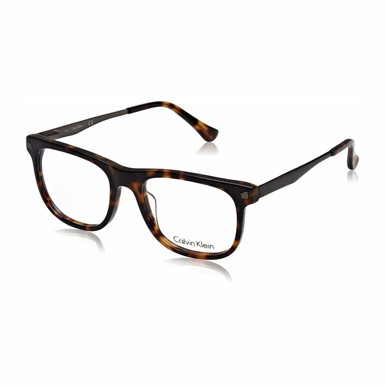 Calvin Klein CK-8580-262 Brown Tortoise Square Women's Plastic Eyeglasses showcasing a stylish design with a square frame.