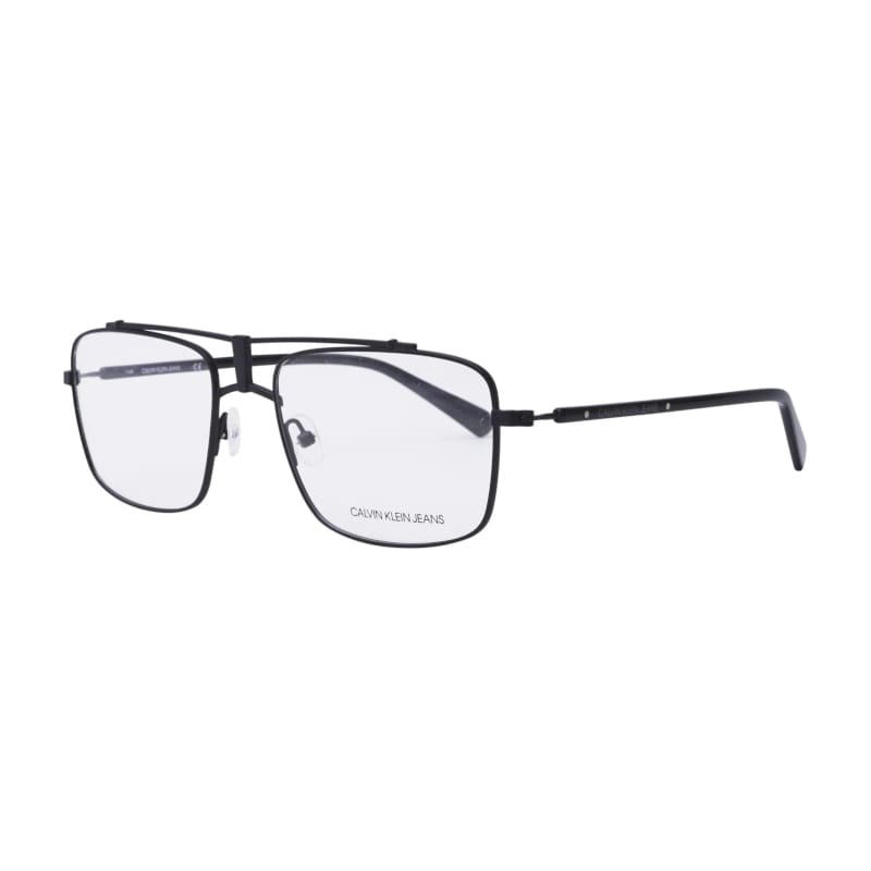 Calvin Klein CKJ19311-001 Men's Matte Black Metal Pilot Frame Eyeglasses with 55mm Lens, showcasing a sleek design and modern style.