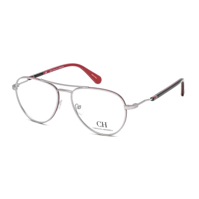 Carolina Herrera VHE-142-0581 unisex matte palladium pilot metal frame eyeglasses with 56mm lens, stylish and modern design.