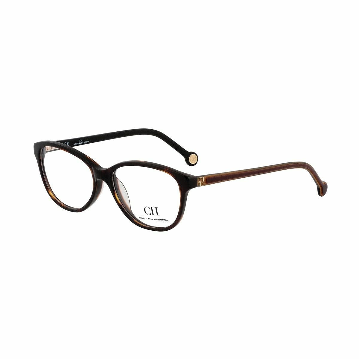 Carolina Herrera VHE560-0743 Tortoise Round Women's Plastic Eyeglasses showcasing a stylish tortoise shell pattern and round frame design.