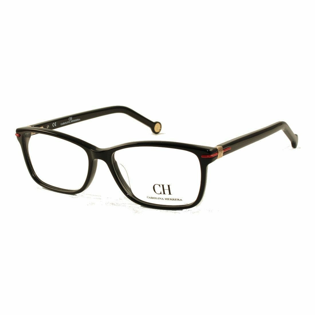 Carolina Herrera VHE661-09FE Brown Rectangular Women's Plastic Eyeglasses displayed in a stylish case.