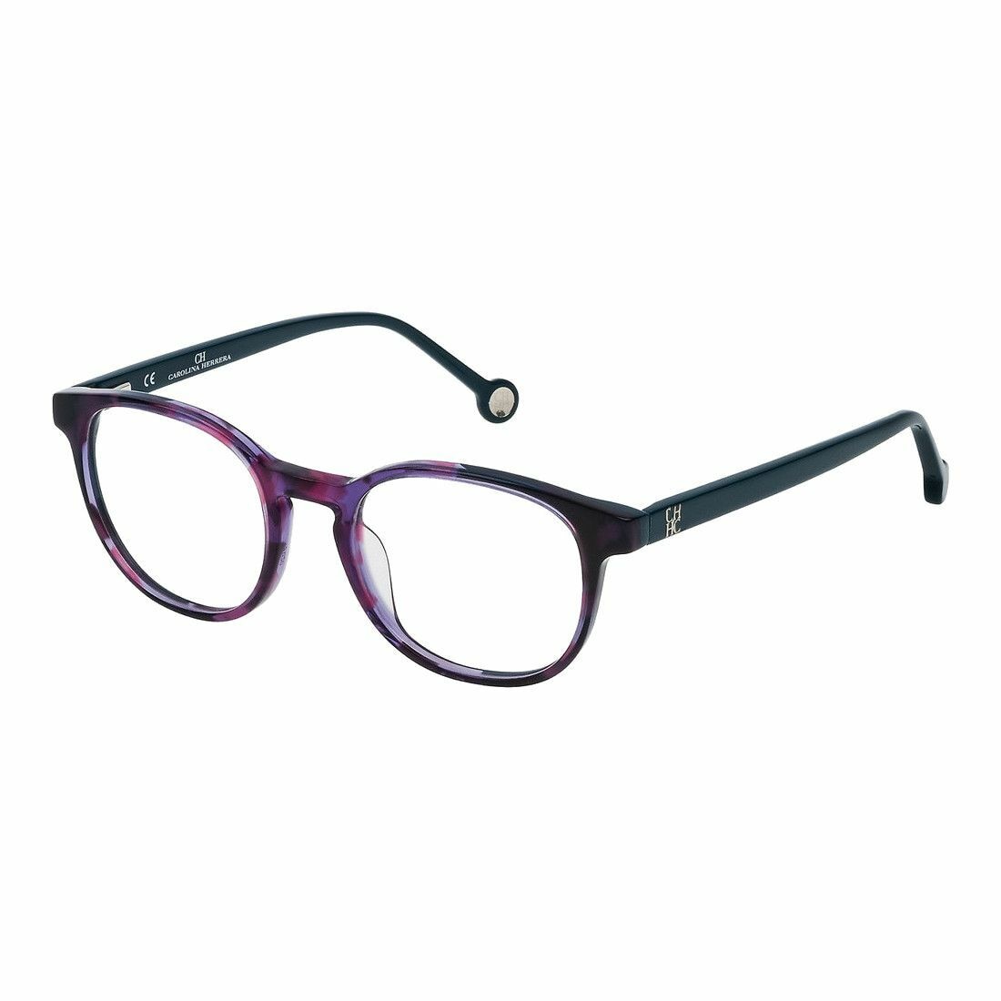 Carolina Herrera VHE715-09SI Clear Square Women's Plastic Eyeglasses with a stylish clear frame and demo lens.
