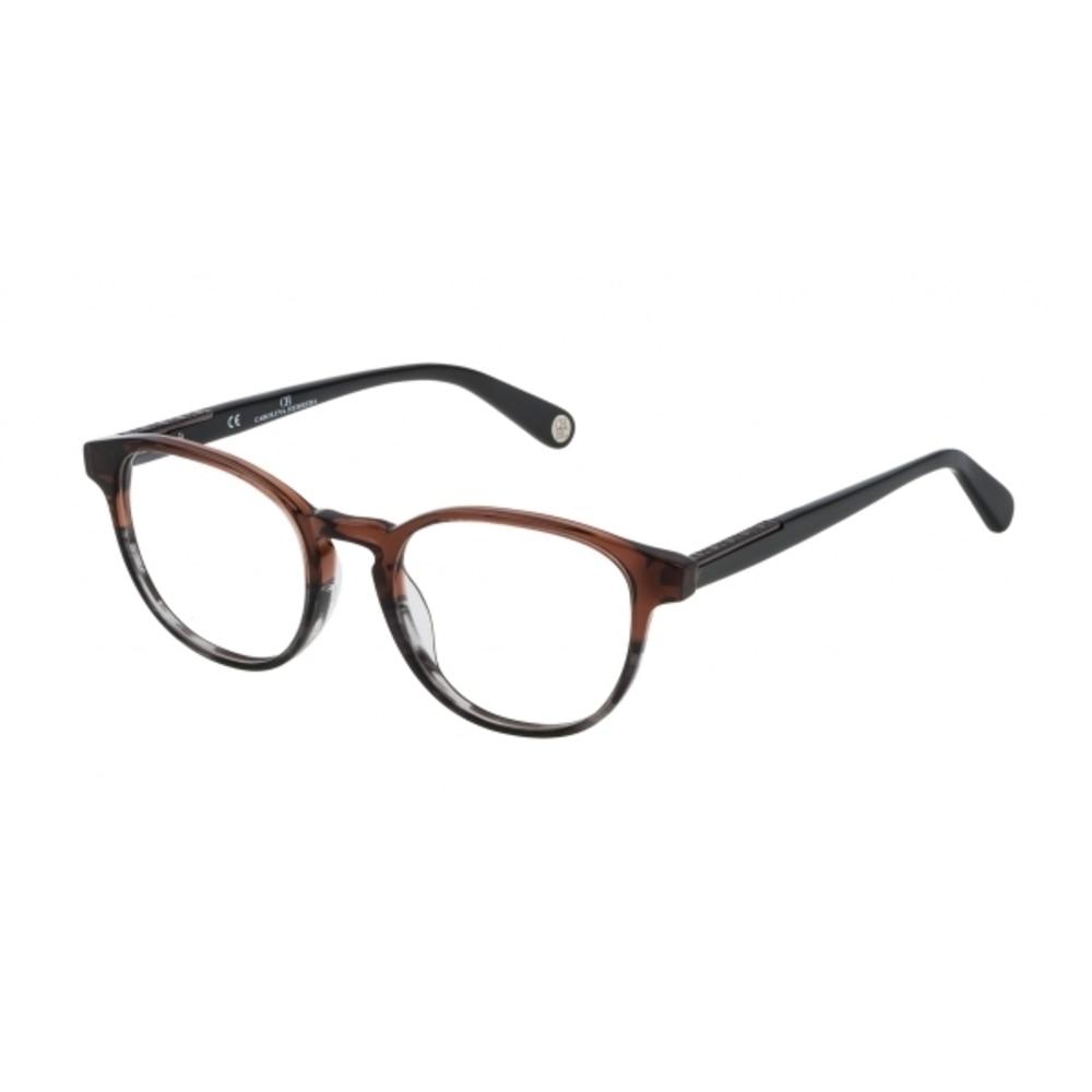 Carolina Herrera VHE737-07HI Striato Oval Unisex Plastic Eyeglasses in a stylish design, showcasing the Striato color frame and oval shape.