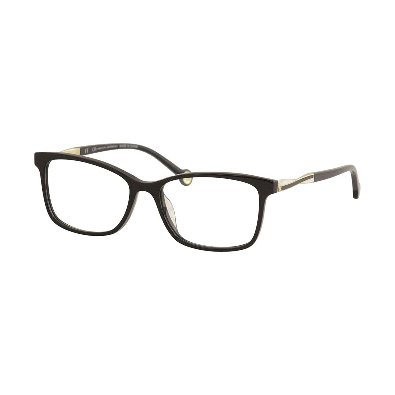Carolina Herrera VHE781-0700 shiny black square women's acetate eyeglasses with a stylish full-rim design.