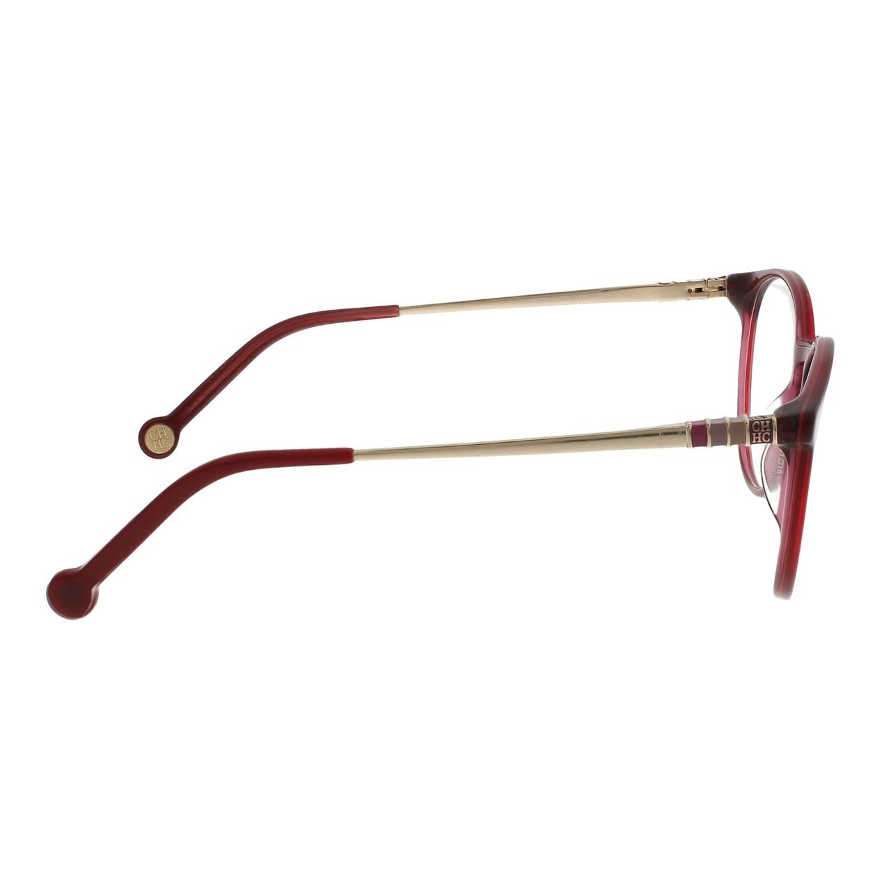Carolina Herrera VHE779-0AAL Burgundy Round Women's Acetate Eyeglasses showcasing a stylish round frame in a rich burgundy color.