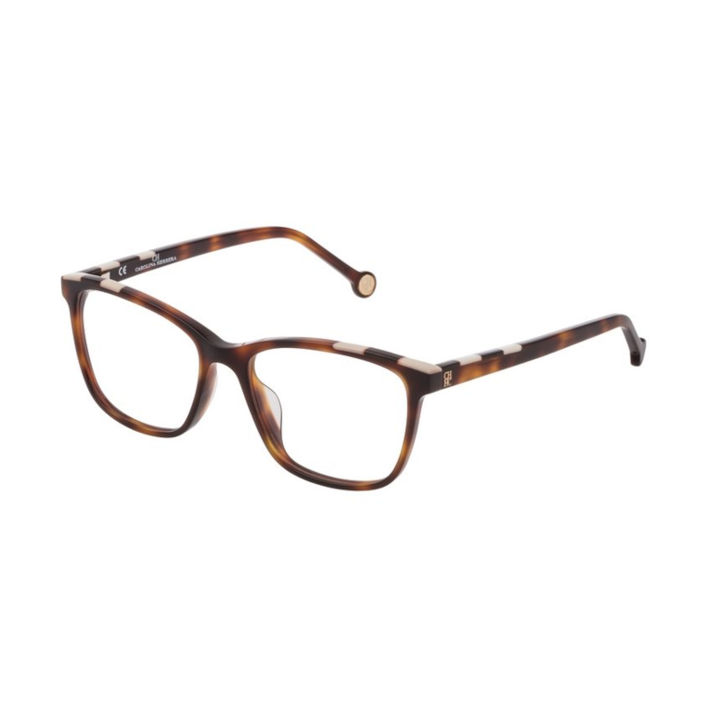 Carolina Herrera VHE803-0752 Women's Dark Havana Square Acetate Eyeglasses with 53mm lens, stylish and elegant design.