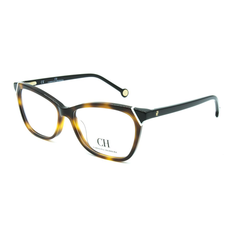 Carolina Herrera VHE806L-0752 Women's Brown Havana Square Acetate eyeglasses with 54mm lens, stylish and elegant design.