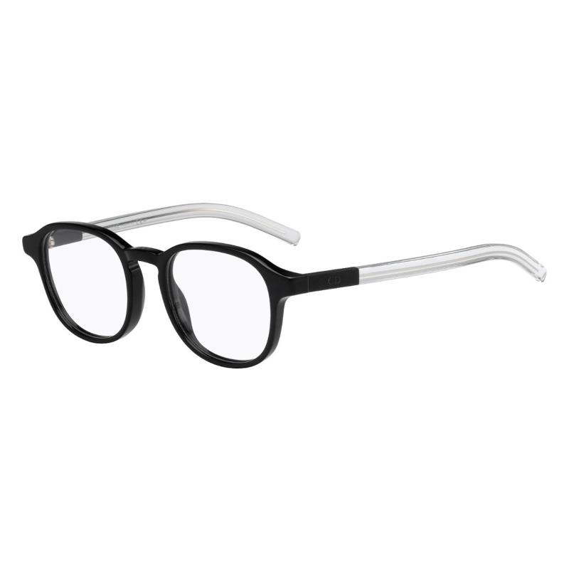 Christian Dior Black Tie 214-0QJ Men's Black Round Acetate Frame 51mm eyeglasses with a sleek design and demo lenses.