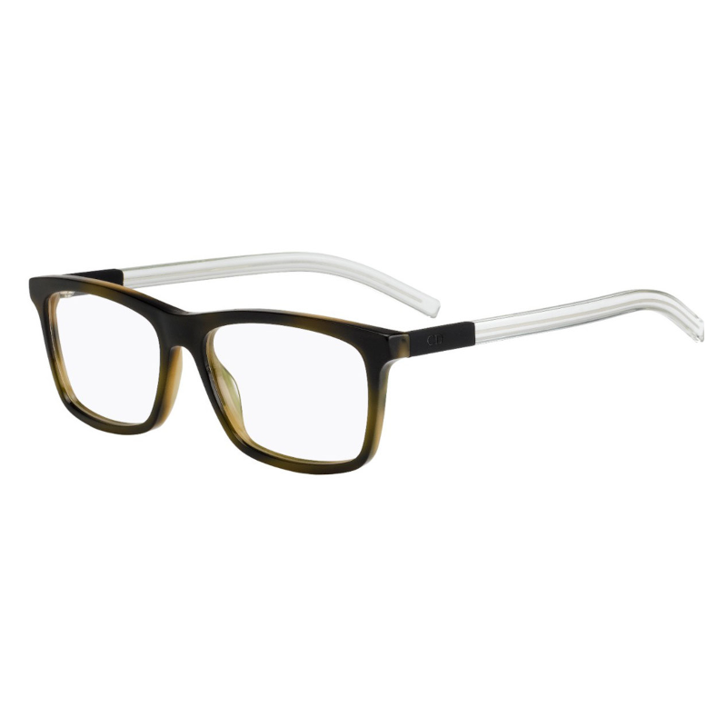 Christian Dior Black Tie 215-1BD Men's Green Havana Crystal Square eyeglasses with acetate frame and 54mm lens.