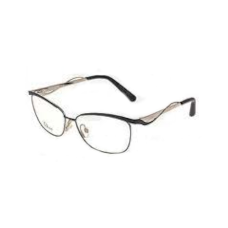Christian Dior CD3783-G8Q Women's Matte Black and Light Gold Square Metal Eyeglasses with 55mm lens, displayed elegantly.