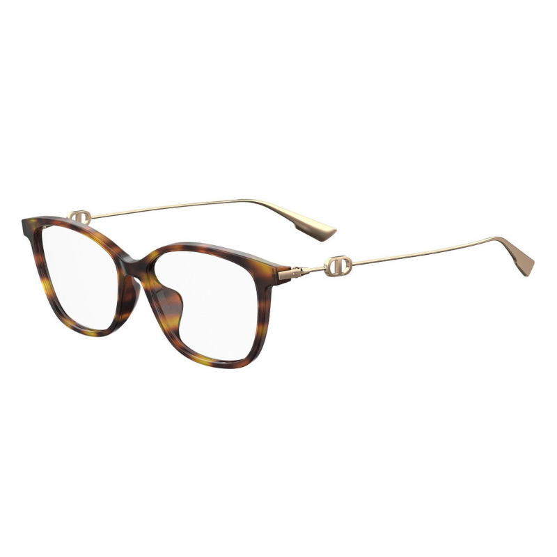 Christian Dior Dior Sight 01F-086 Women's Dark Havana Square Acetate Eyeglasses with 54mm lens, showcasing elegant design and craftsmanship.