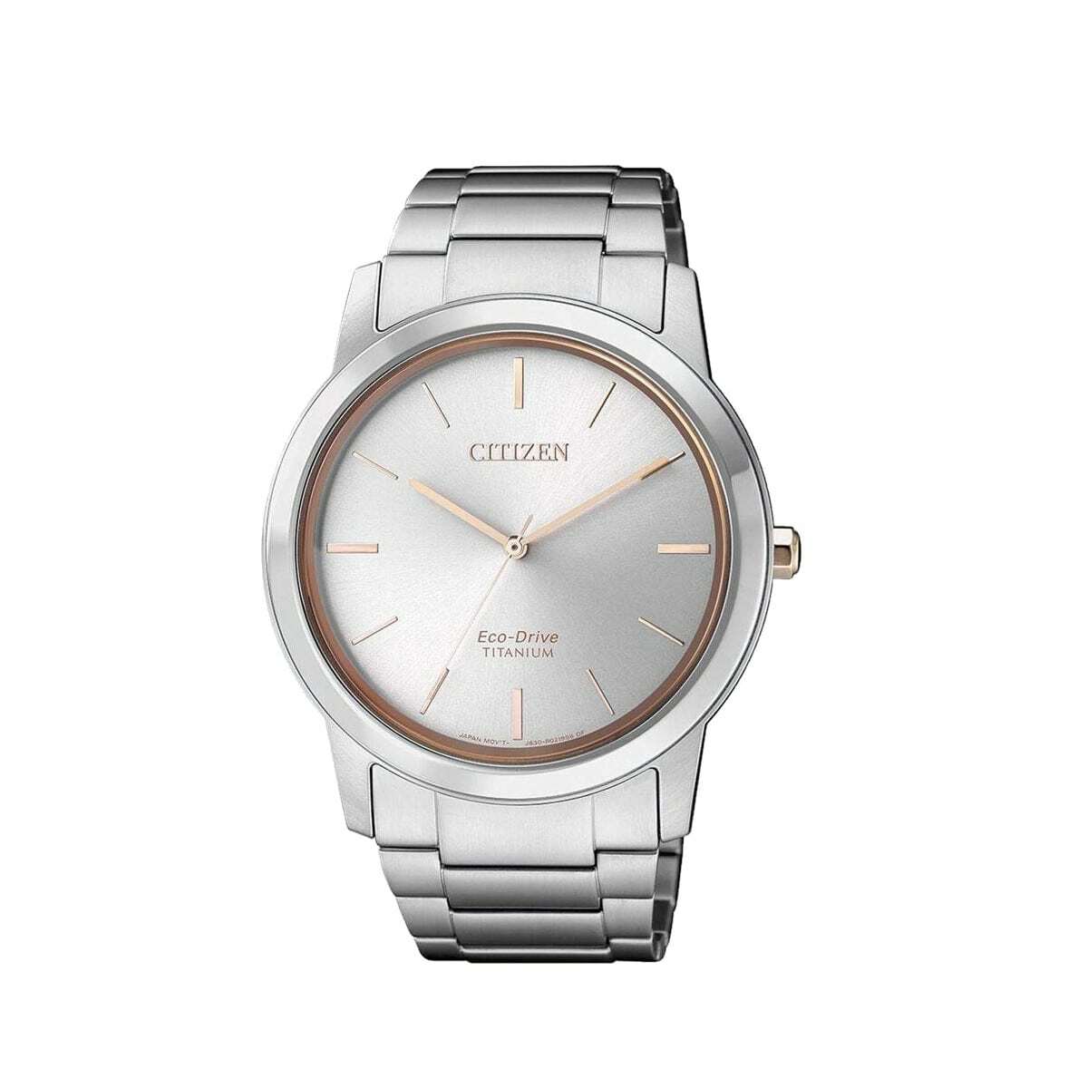 Citizen AW2024-81A Silver Super Titanium Watch with White Dial and Deployment Clasp, showcasing its elegant design and durable materials.