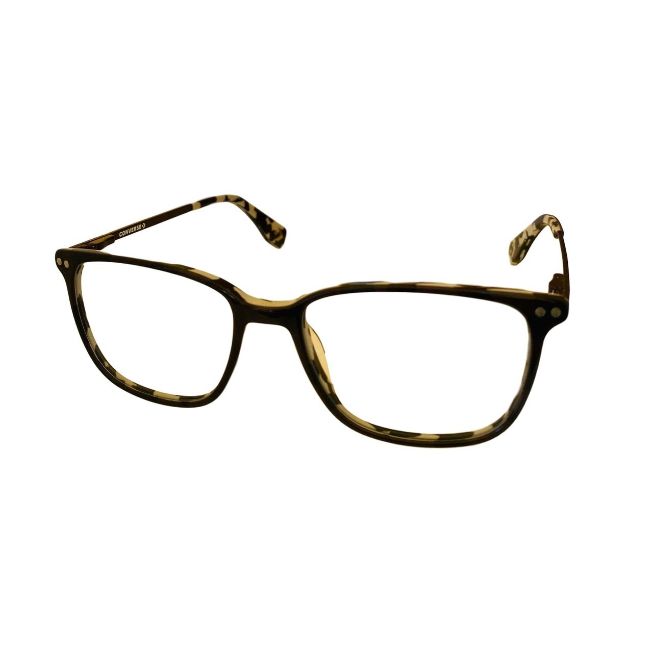 Converse G227 Black Camo Square Men's Acetate Eyeglasses showcasing a stylish black camo pattern and square frame design.
