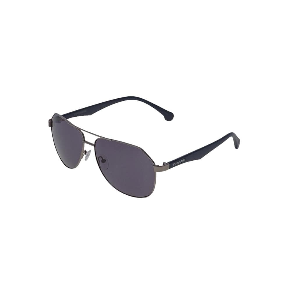 Converse H015 Matte Gunmetal Aviator Grey Lens Women's Metal Sunglasses with rectangular frame and demo lenses.