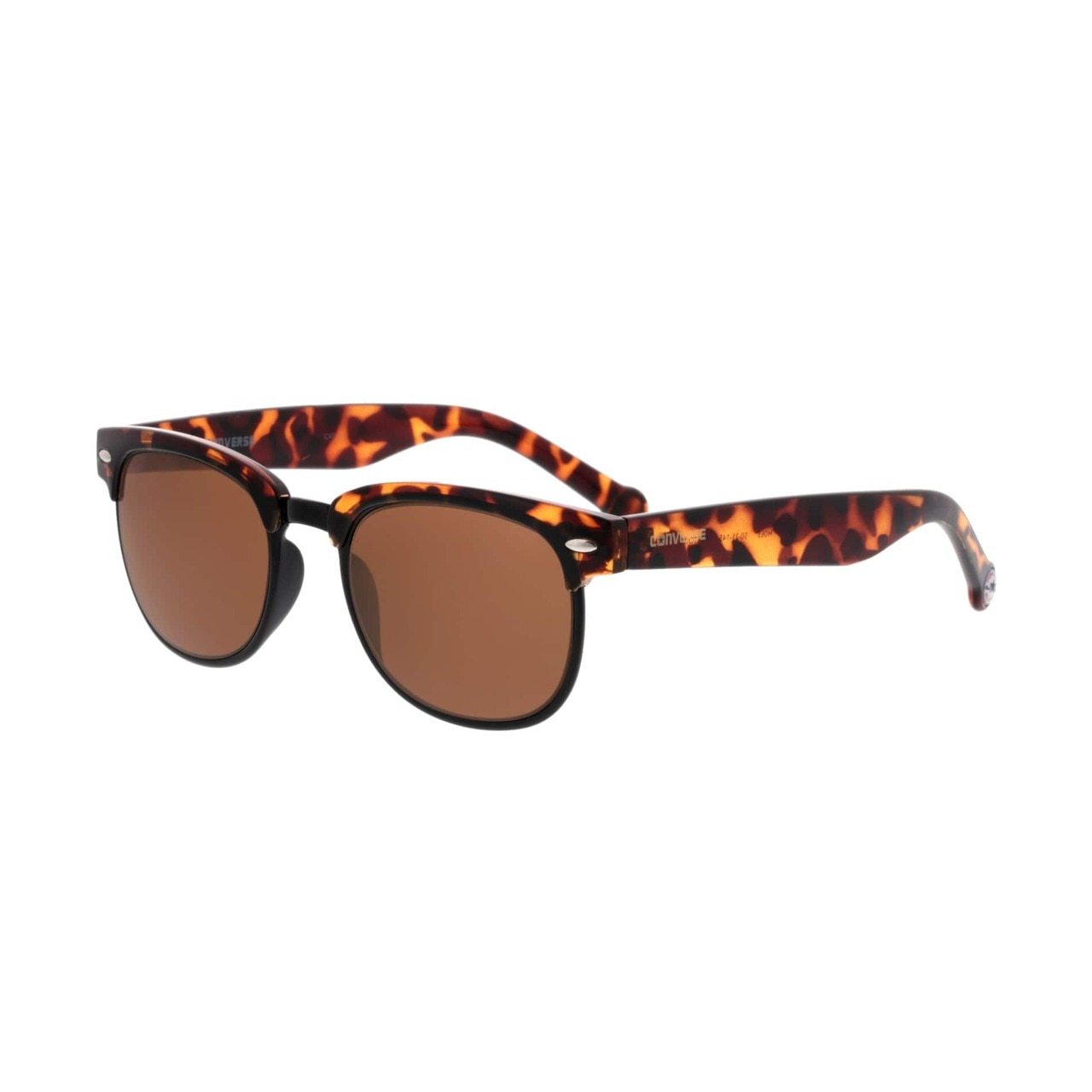 Converse H063 Tortoise Square Brown Lens Men's Acetate Sunglasses with stylish tortoise frame and brown lenses.