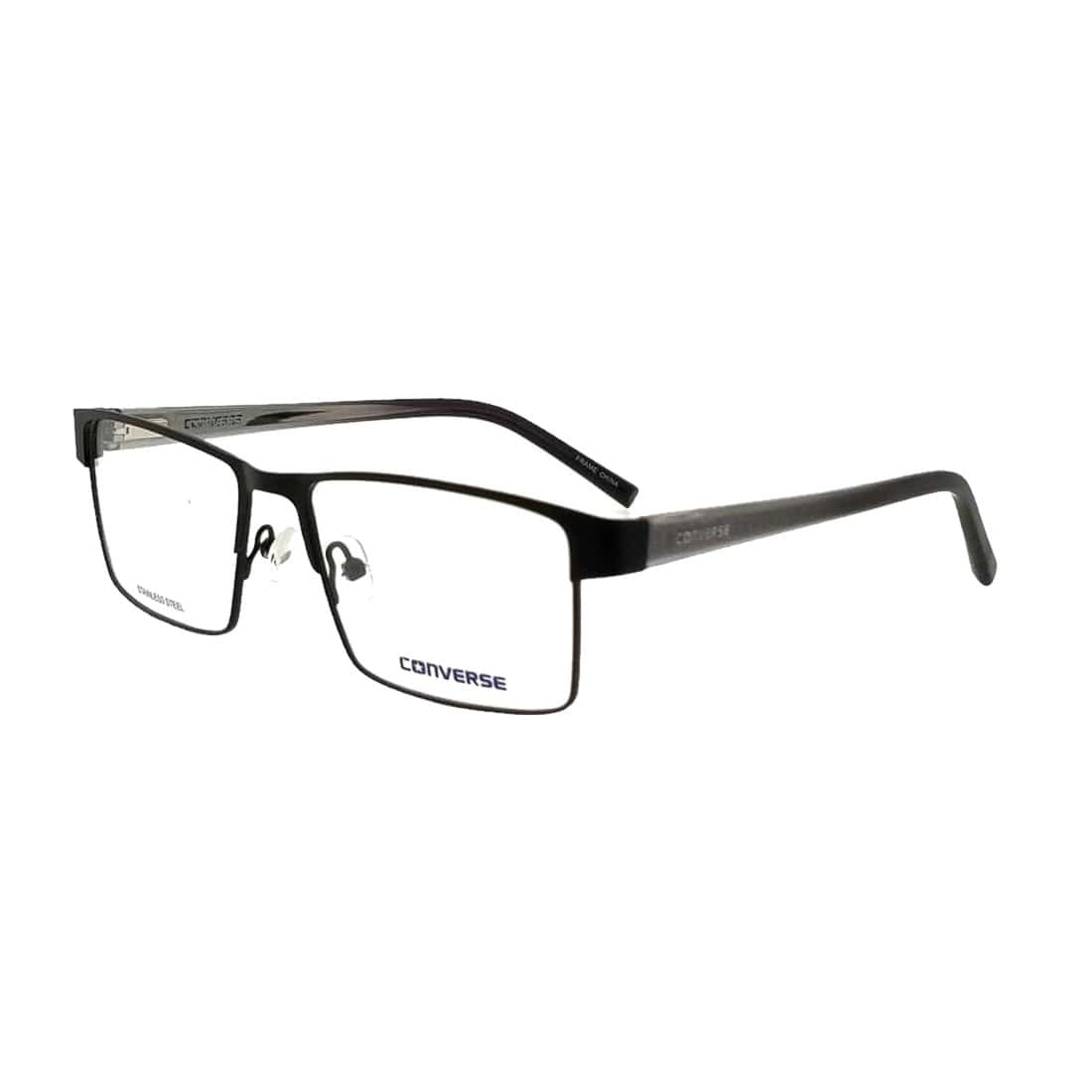 Converse Men's A224 Black Square Metal Frame Eyeglasses with 53mm lens, stylish and modern design.
