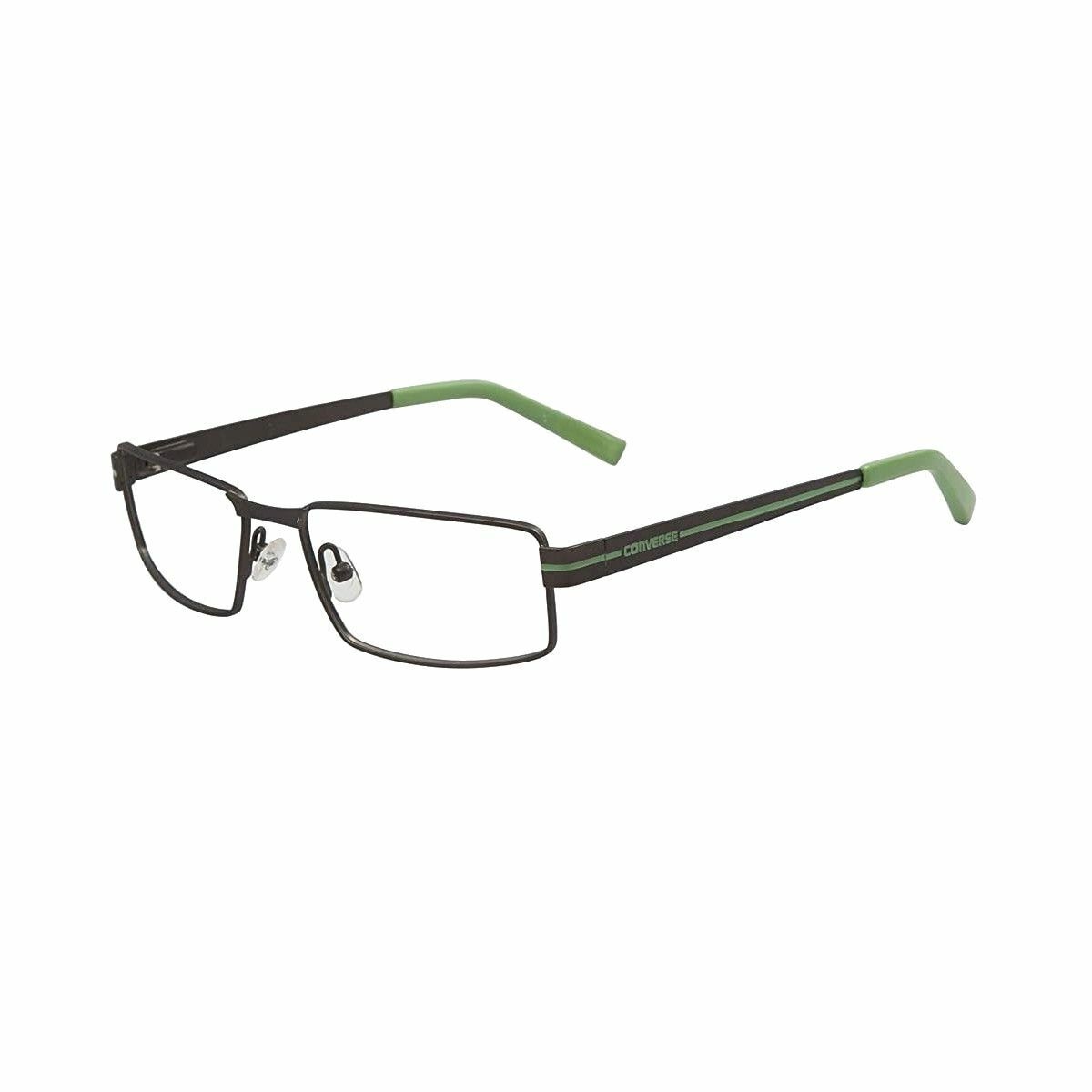 Converse Q006 Green Rectangular Unisex Metal Eyeglasses with a stylish design and adjustable nose pads.