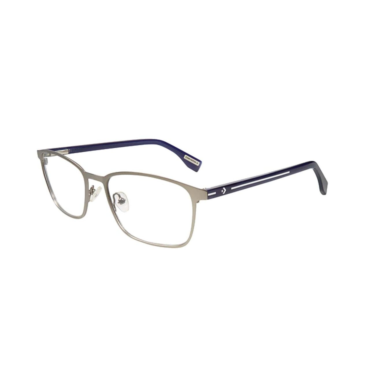 Converse Q111 Brown Rectangular Men's Metal Eyeglasses displayed with a stylish case and paperwork.