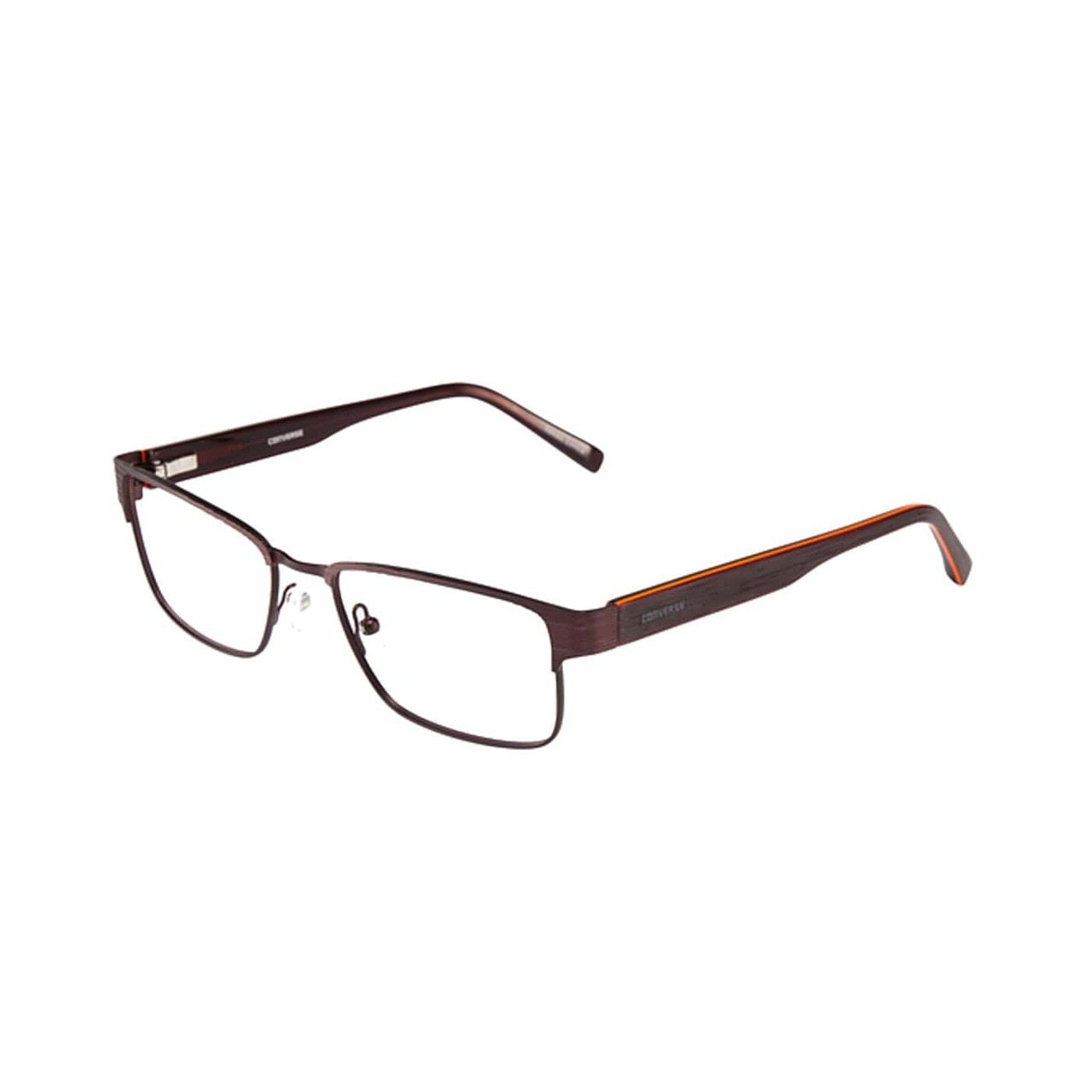 Converse Q103 Brown Rectangular Men's Metal Eyeglasses with a stylish brown frame and demo lenses, perfect for modern men.