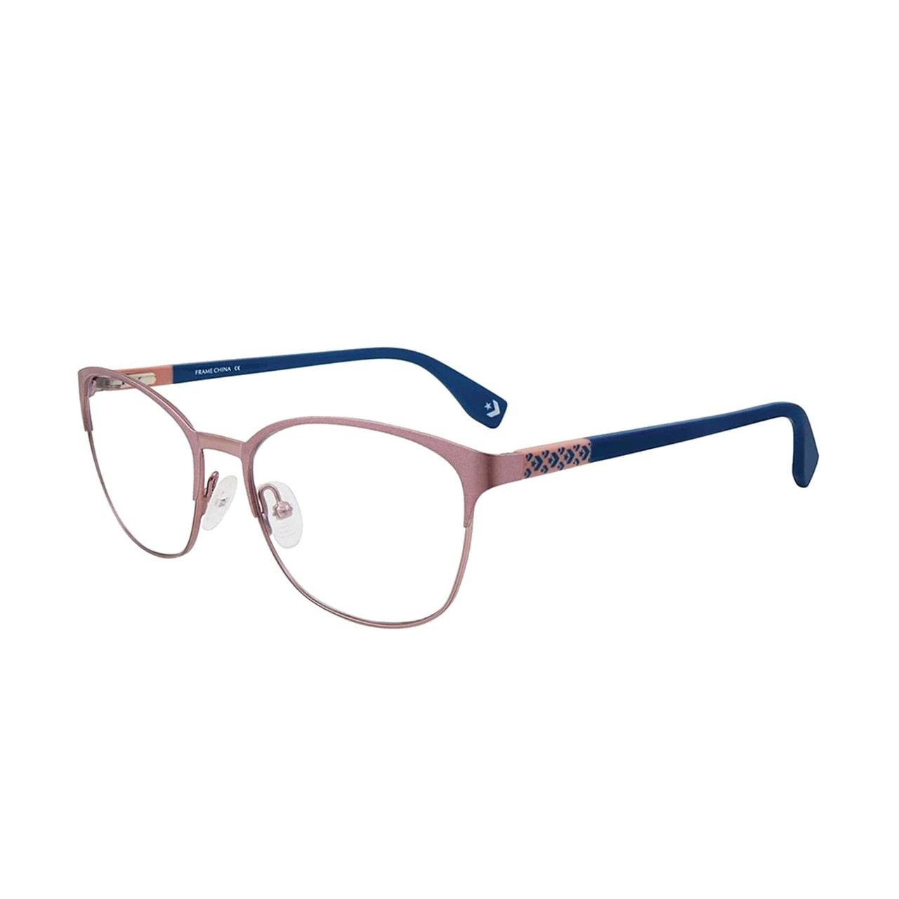 Converse Q207 Pink Square Women's Metal Eyeglasses showcasing a stylish pink metal frame with square lenses.