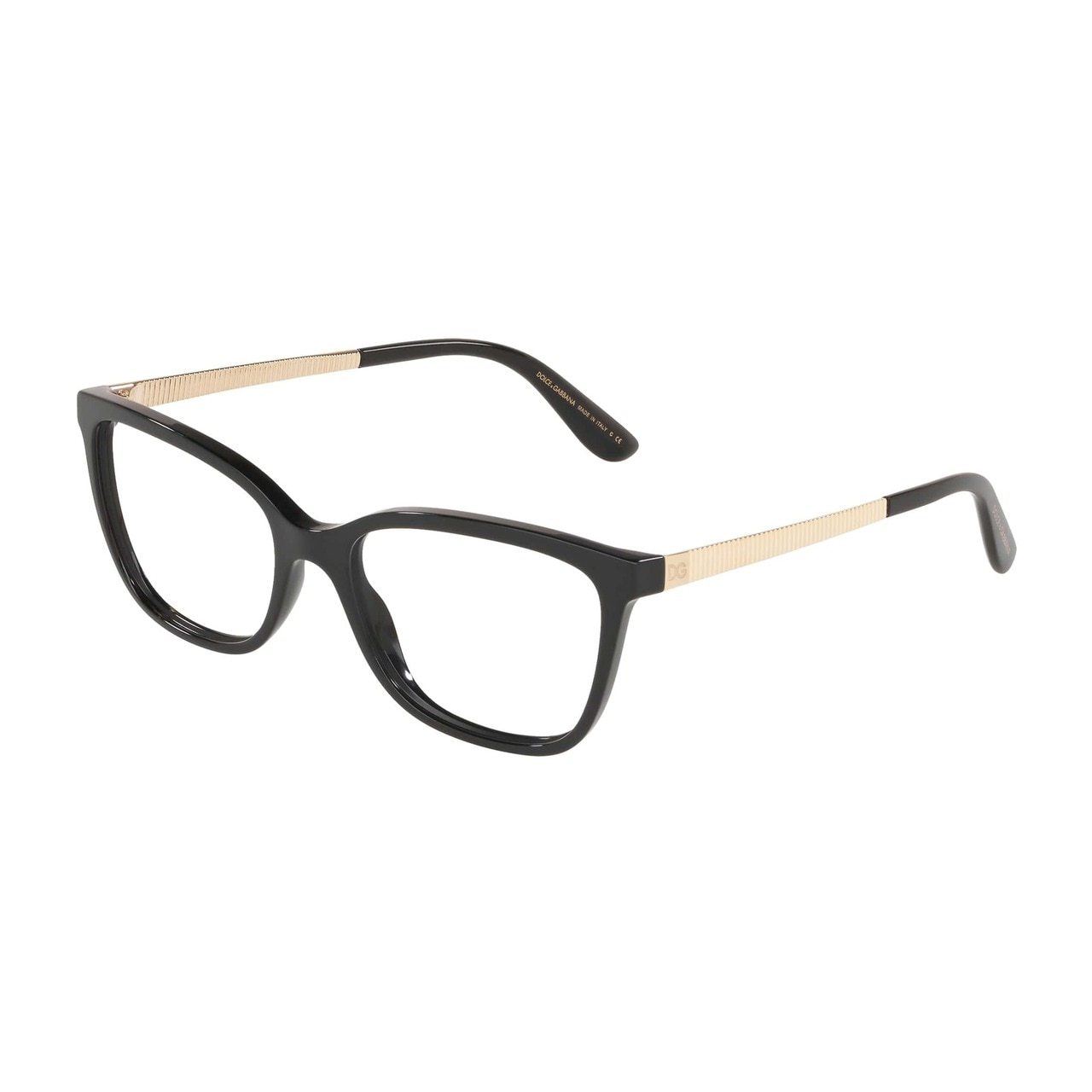 Dolce & Gabbana DG3317-501 Black Rectangular Women's Acetate Eyeglasses showcasing a stylish full-rim design.