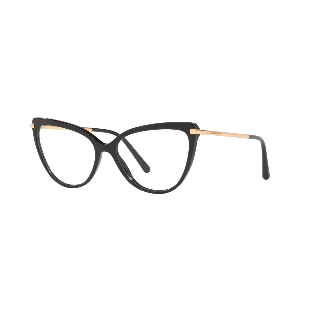 Dolce & Gabbana DG3295-501 Black Cat-Eye Women's Acetate Eyeglasses with a stylish black frame and elegant cat-eye shape.