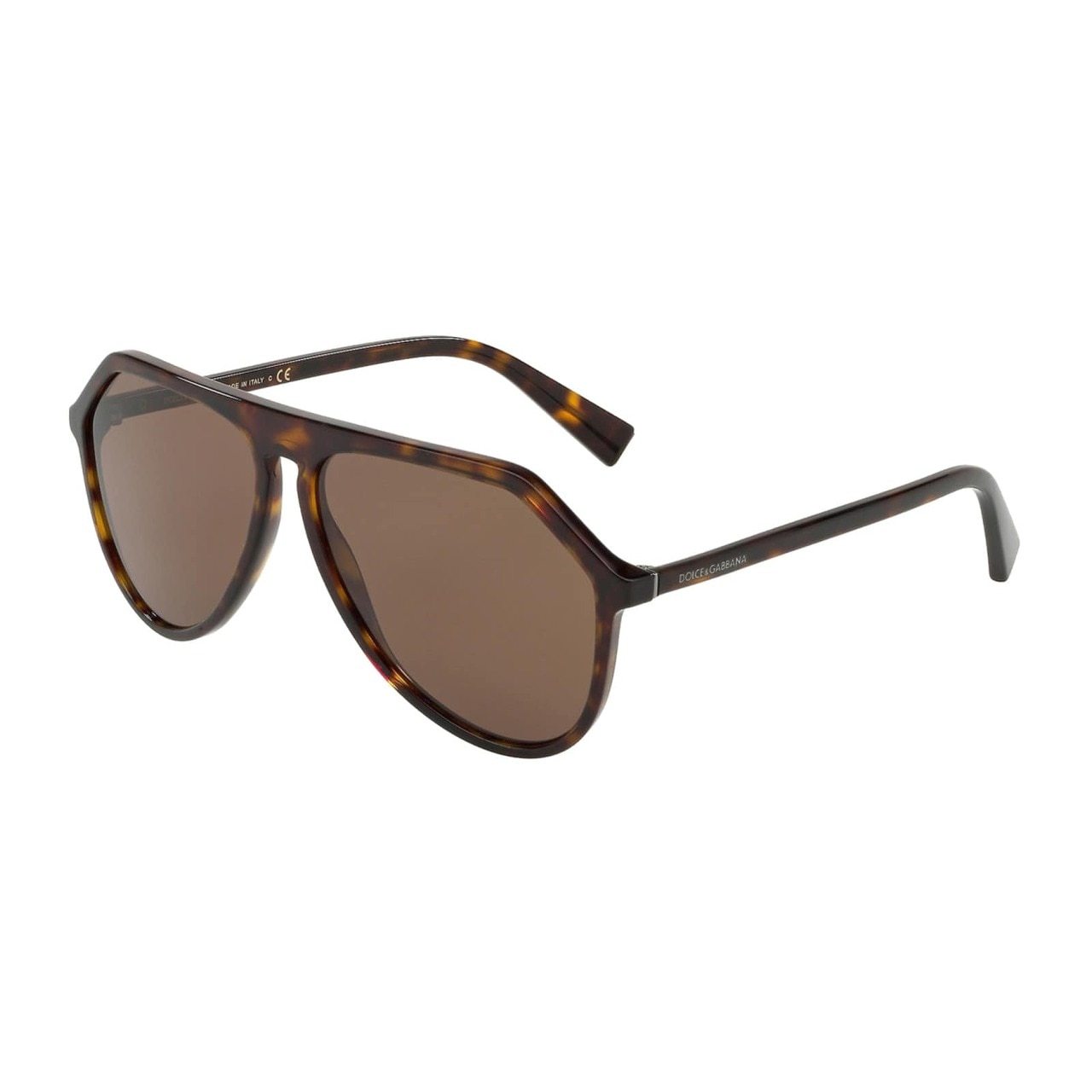 Dolce & Gabbana DG4341-502/73 Havana Aviator sunglasses with brown lenses, showcasing a stylish acetate frame.