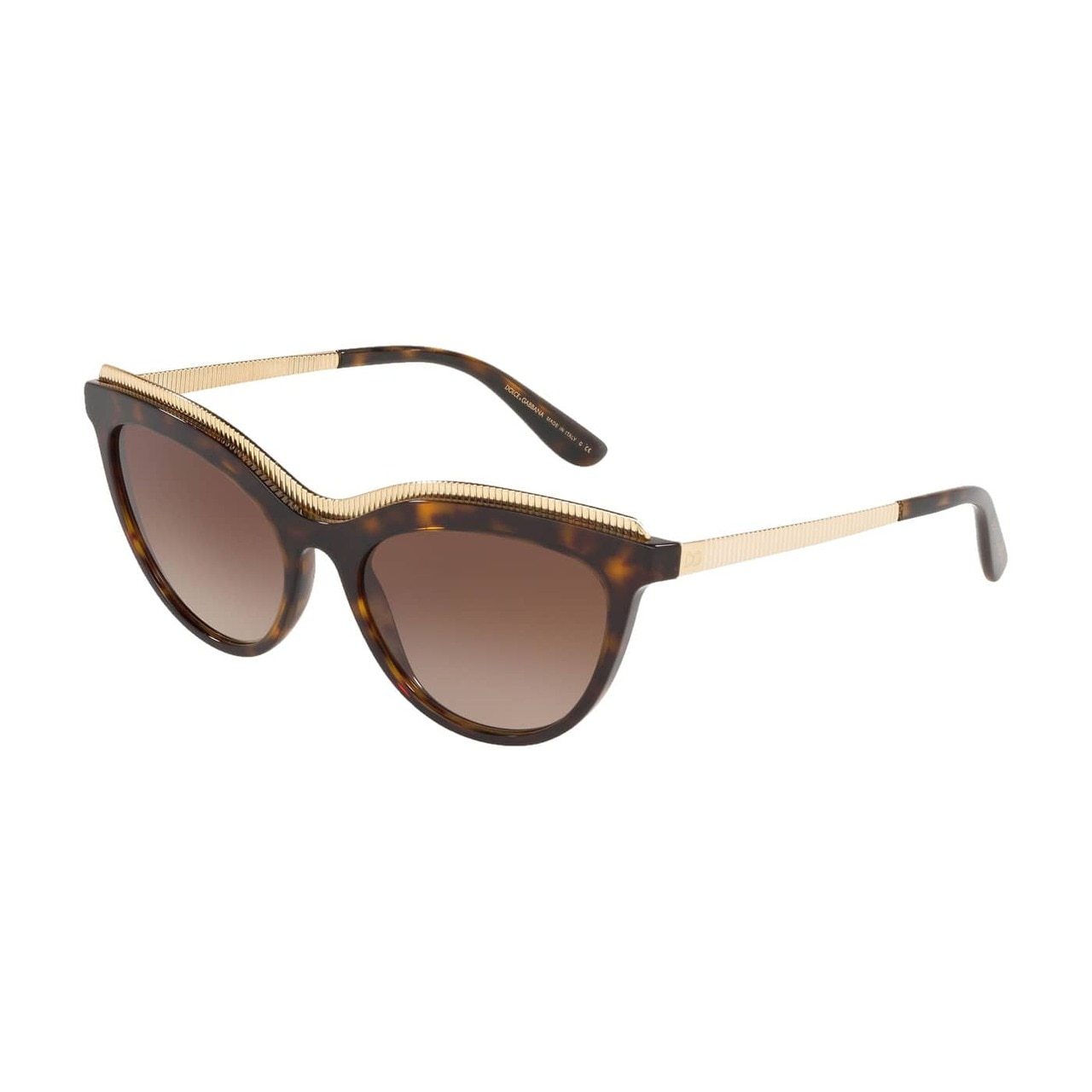 Dolce & Gabbana DG4335-502/13 Havana Cat-Eye Women's Brown Gradient sunglasses with stylish frame and lenses.