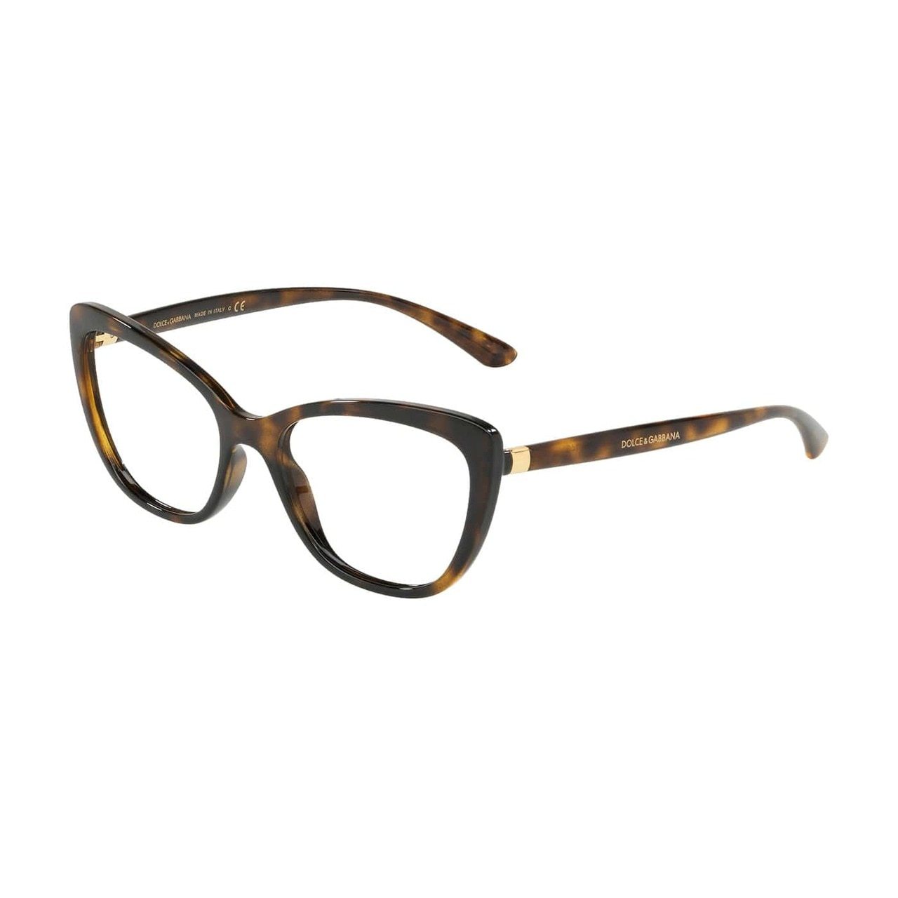 Dolce & Gabbana DG5039-502 Havana Cat-Eye Women's Acetate Eyeglasses showcasing a stylish cat-eye design in a rich Havana color.