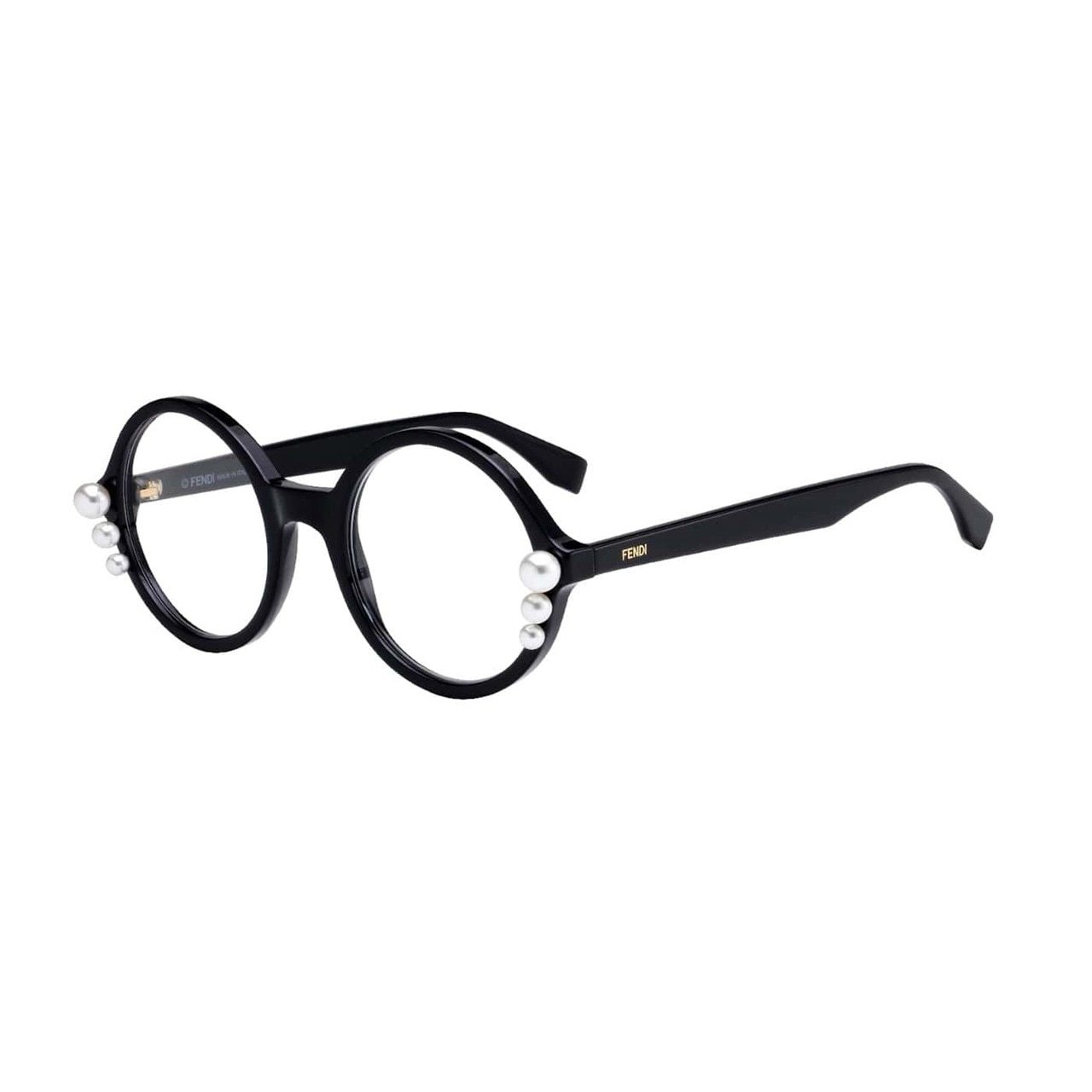 Fendi FF 0298-807 Black Round Women's Acetate Eyeglasses showcasing a stylish full-rim design in black, perfect for modern women.
