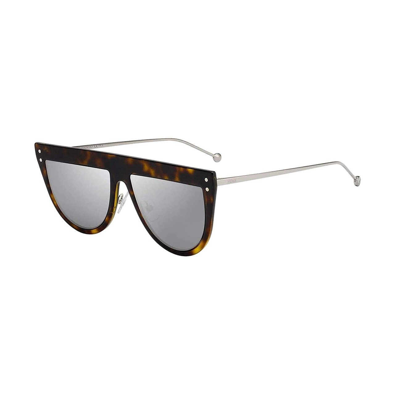Fendi FF 0372/S-086/T4 Dark Havana Flat Top Grey Lens Women's Acetate Sunglasses showcasing a stylish flat top design and grey lenses.