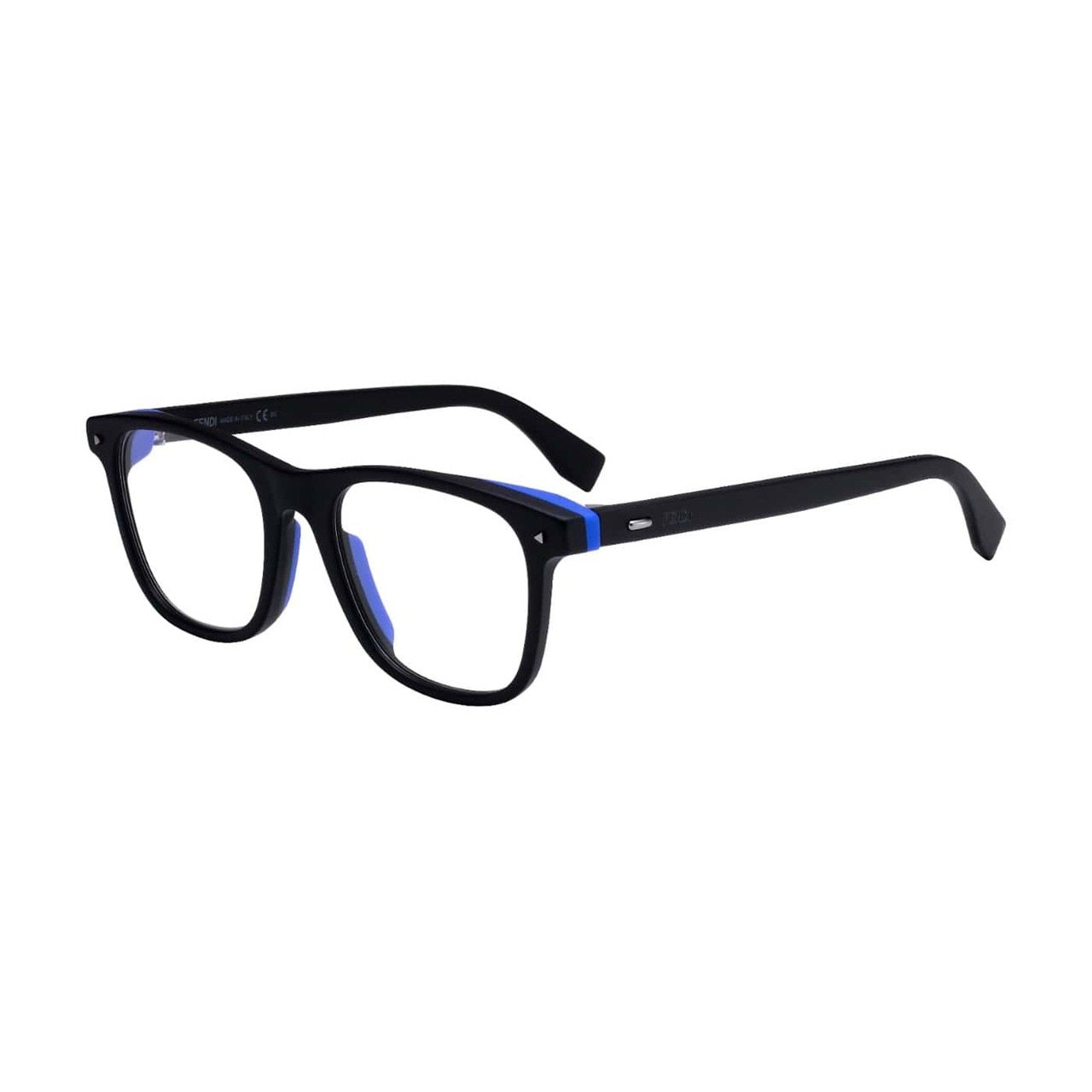 Fendi FF M0020-807 Black Square Men's Acetate Eyeglasses showcasing a sleek black frame and modern design.