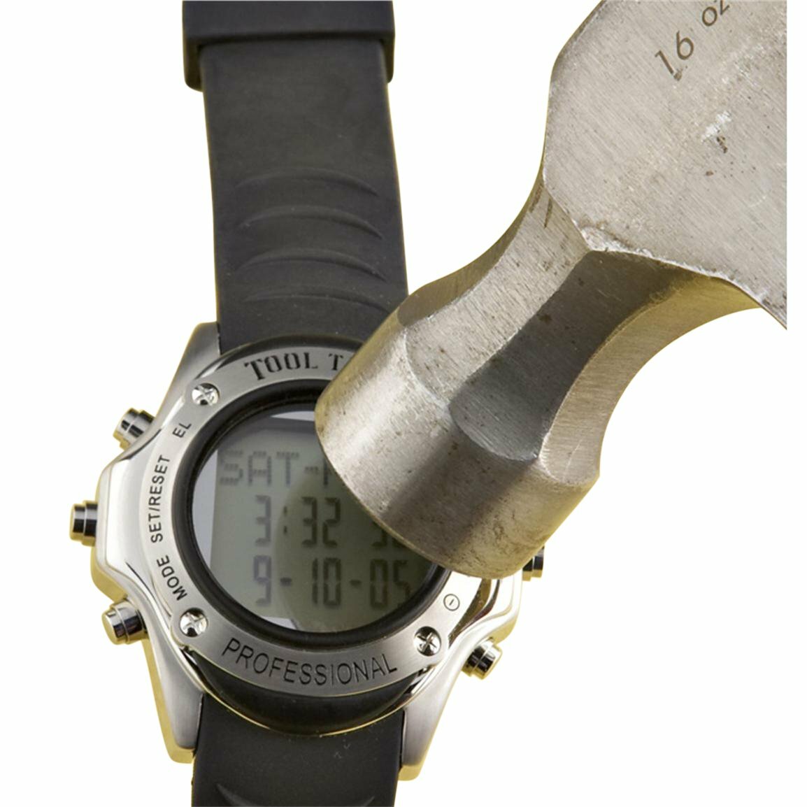 Field & Stream Tool Time Multi Function Watch with rubber strap and digital display, showcasing its rugged design and features.