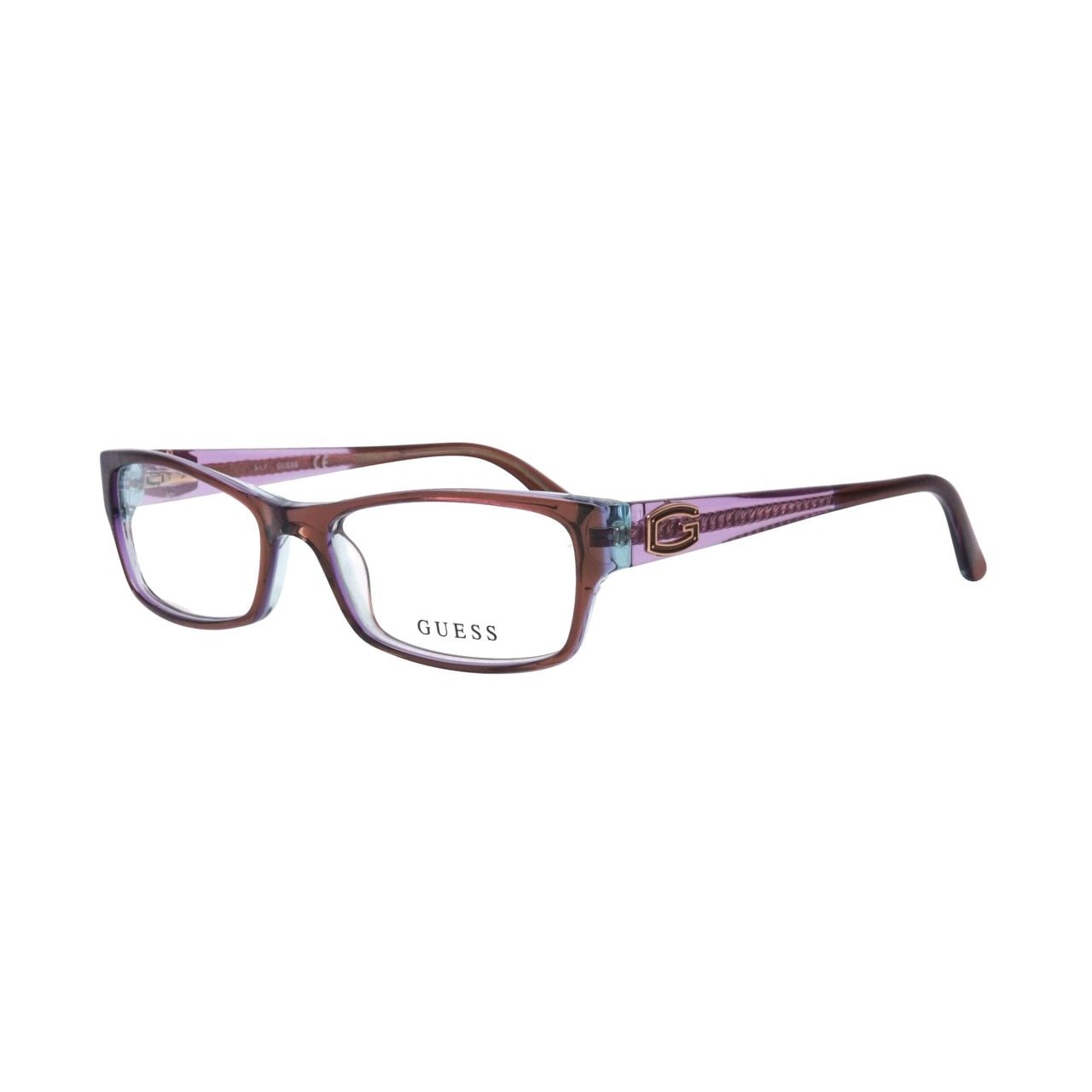 Guess GU-2373-D96 Brown Rectangular Women's Acetate Eyeglasses featuring a stylish brown frame and comfortable fit.