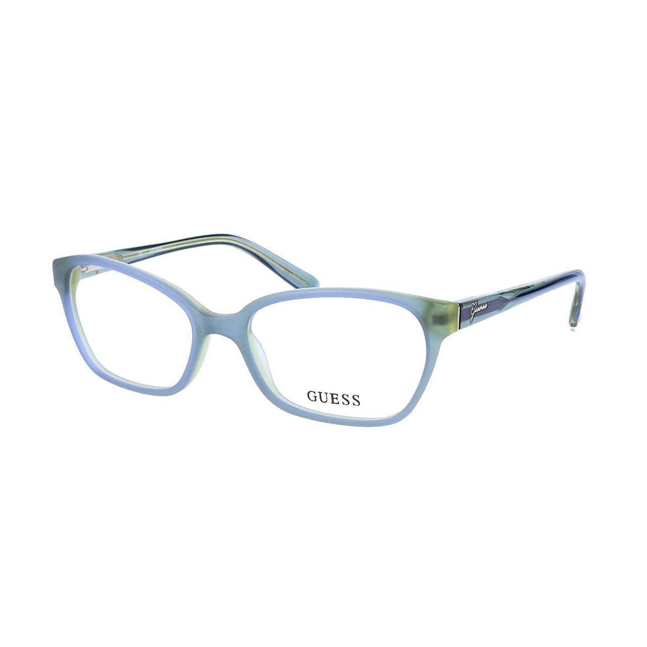 Guess GU-2466-B74 Blue Green Rectangular Women's Acetate Eyeglasses with stylish design and comfortable fit.