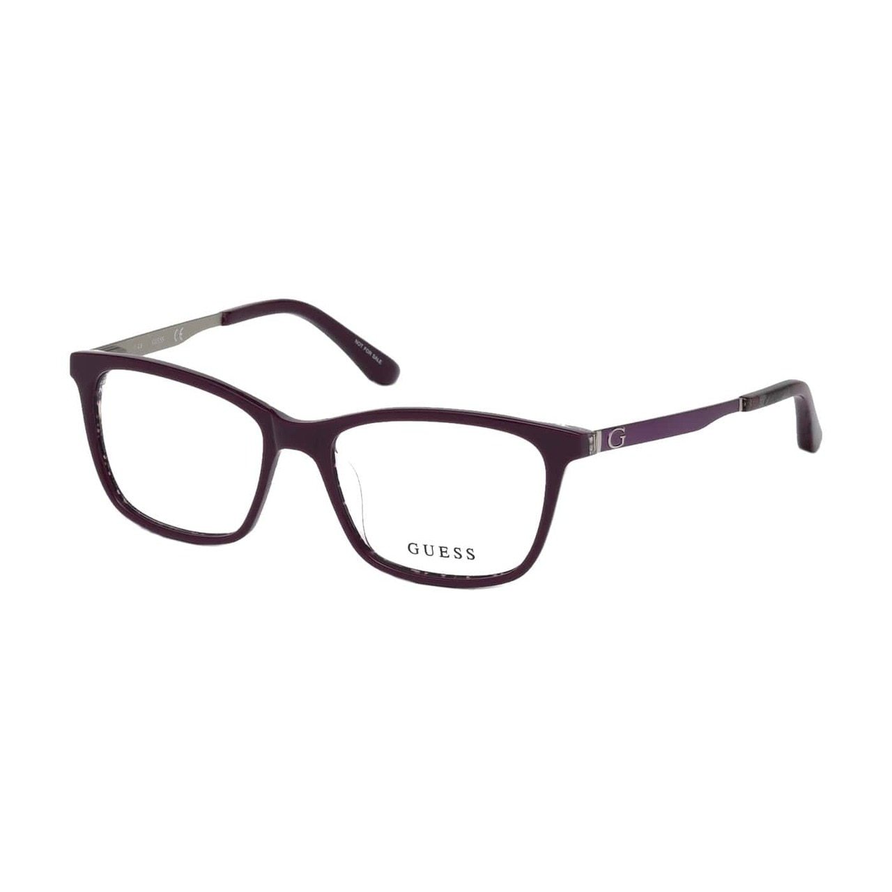 Guess GU-2630-083 Matte Blue Square Women's Acetate Eyeglasses with stylish full-rim design and demo lens.